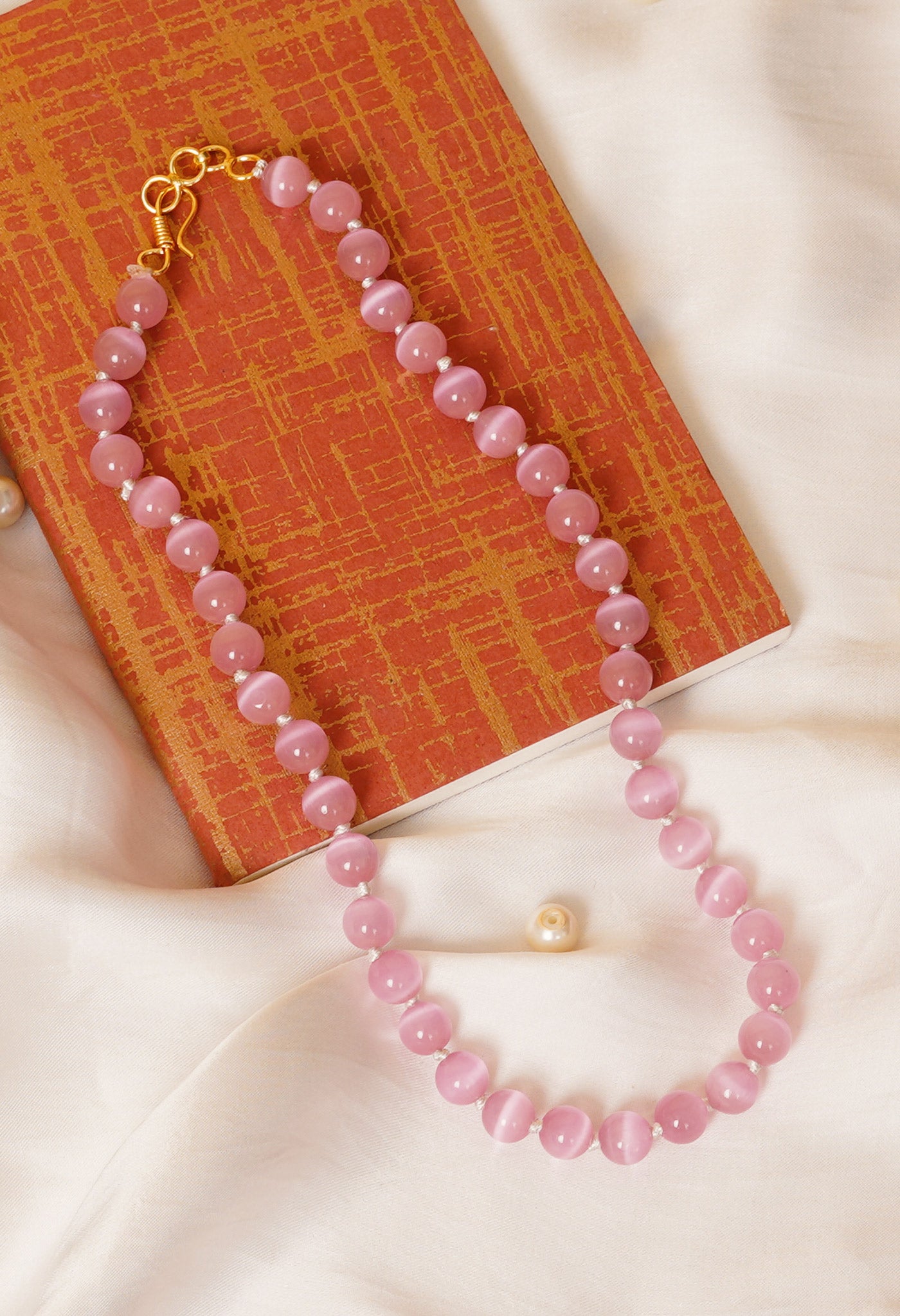 Pink Amravati Round Beads Necklace-UJ472