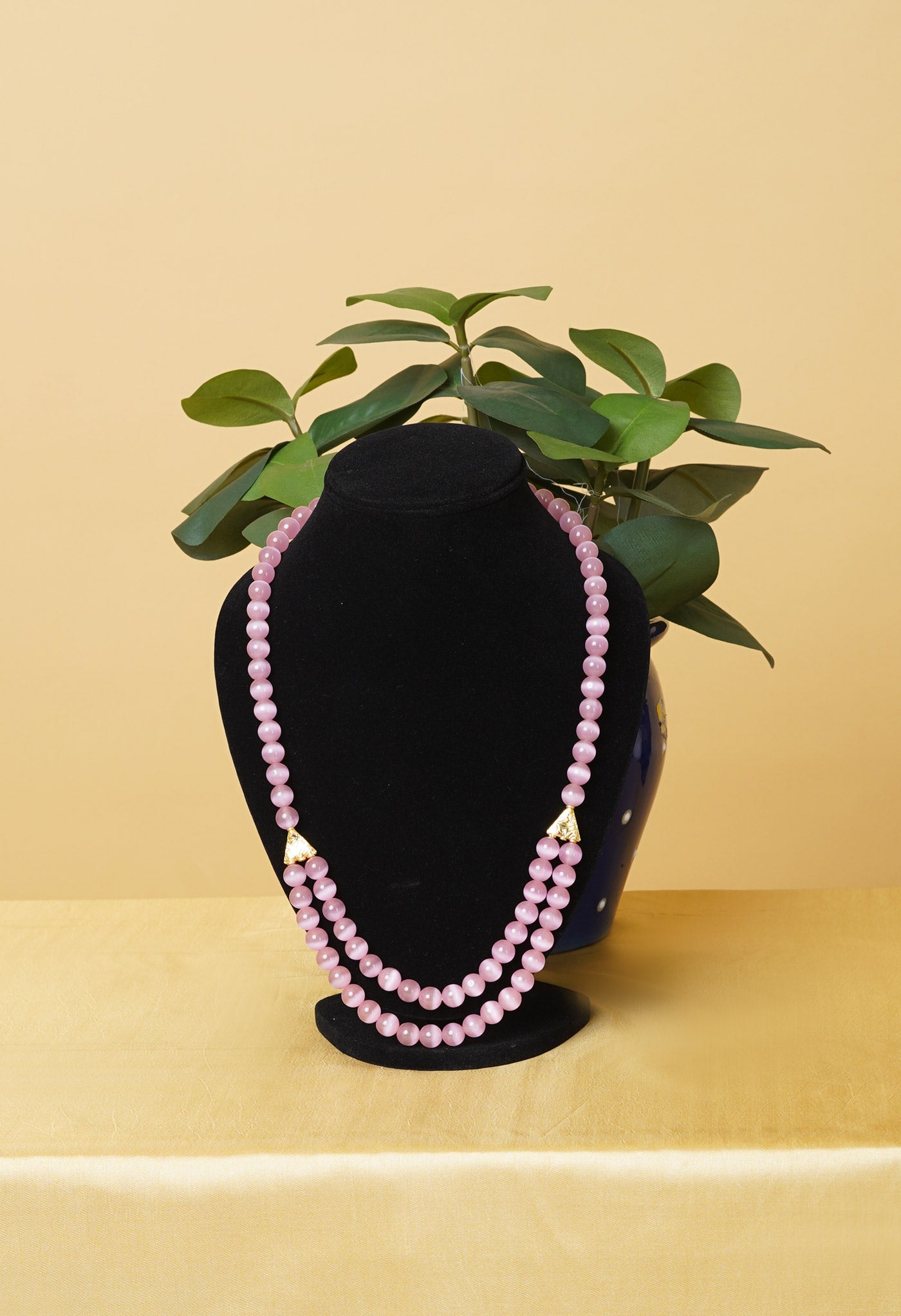 Pink Amravati Round Beads Necklace-UJ475