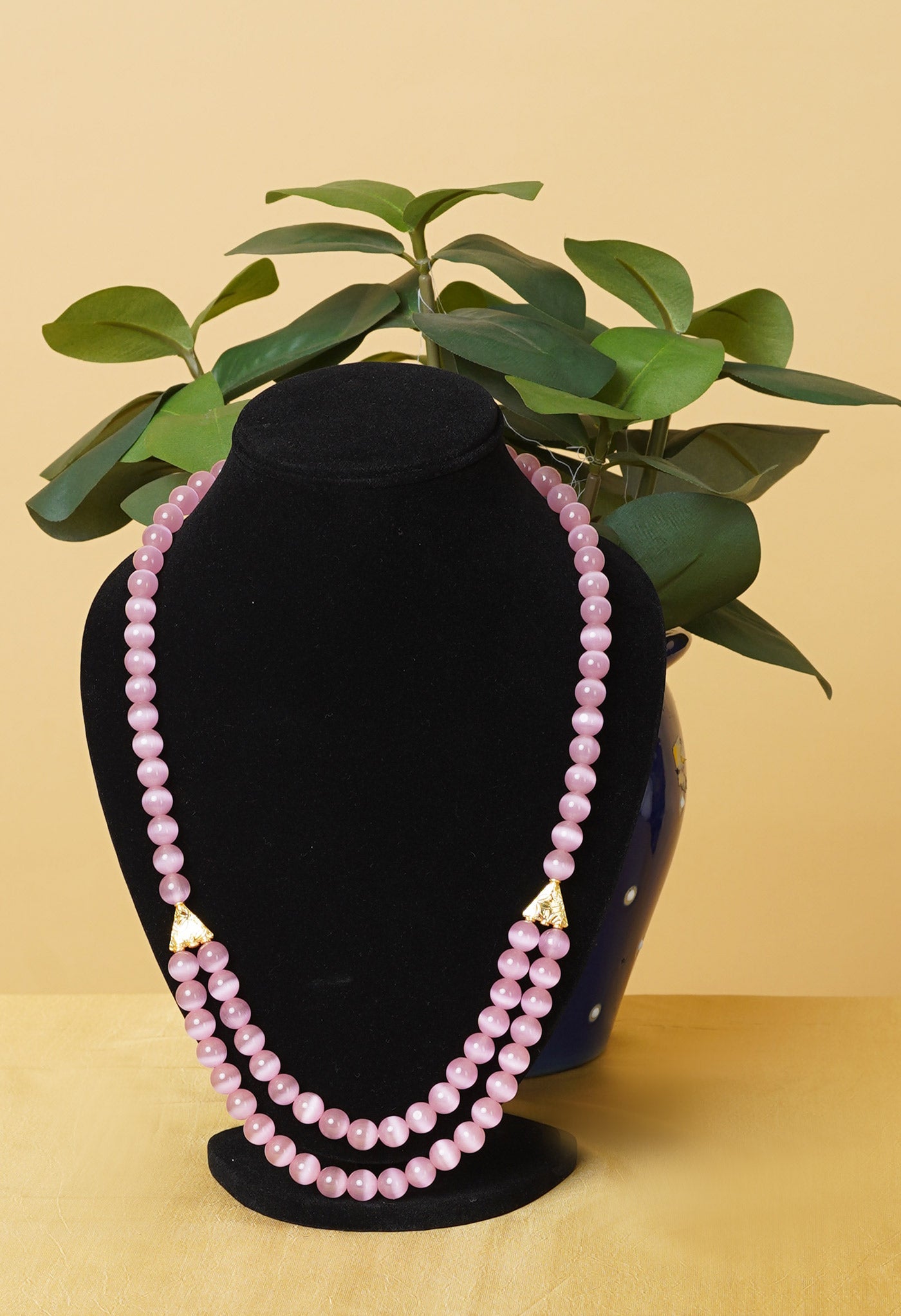 Pink Amravati Round Beads Necklace-UJ475