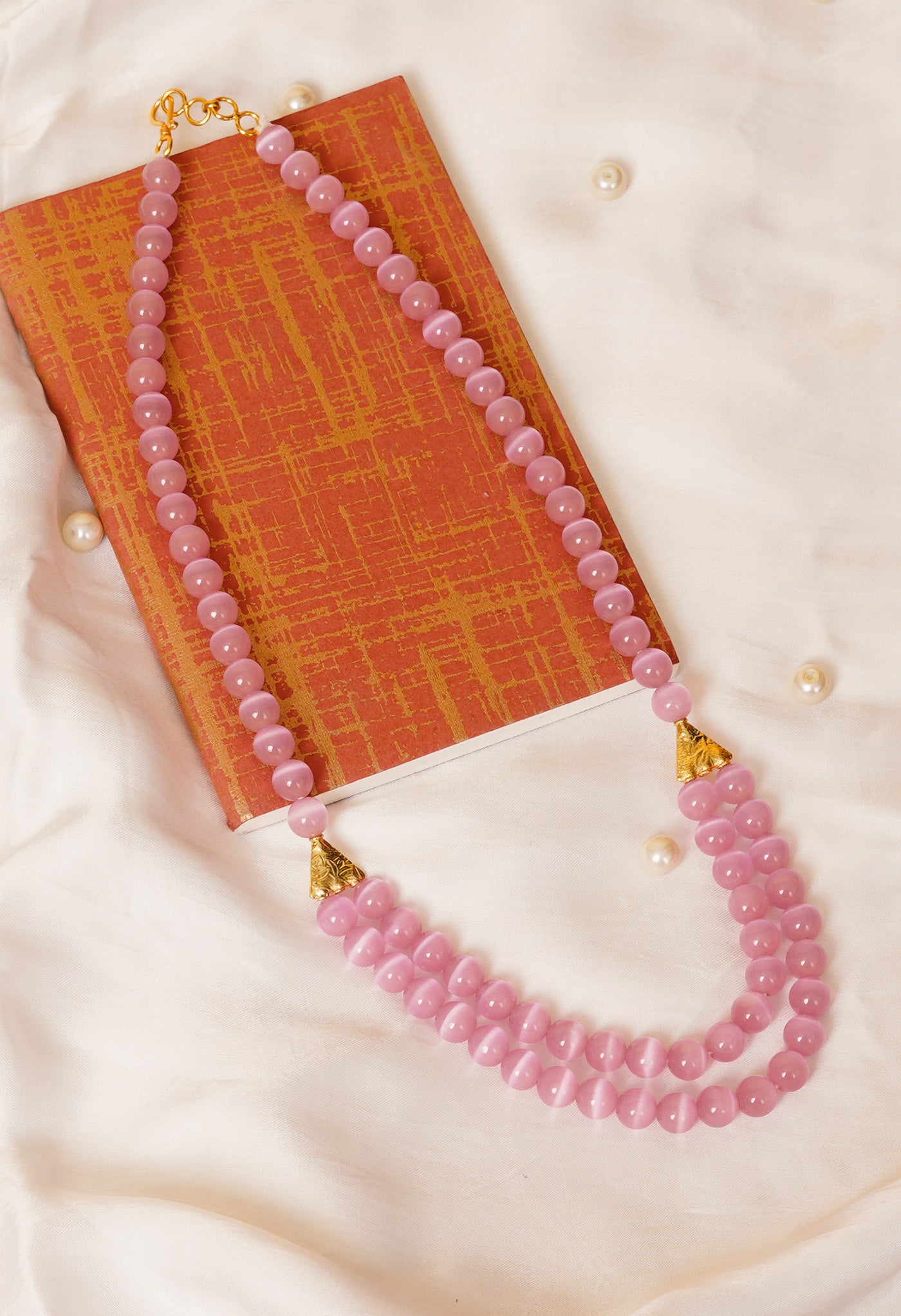 Pink Amravati Round Beads Necklace-UJ475