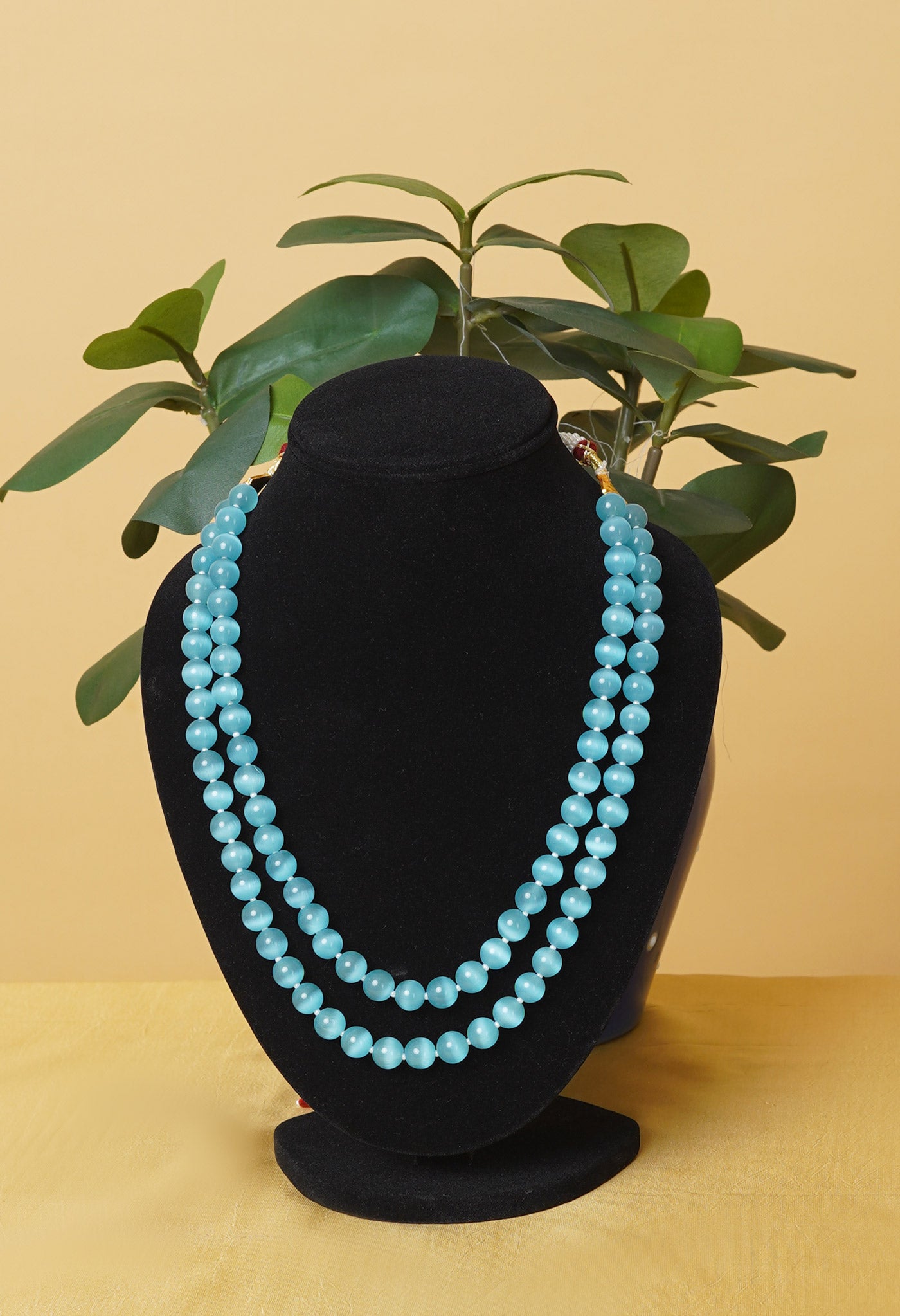 Blue Amravati Round Beads Necklace-UJ484