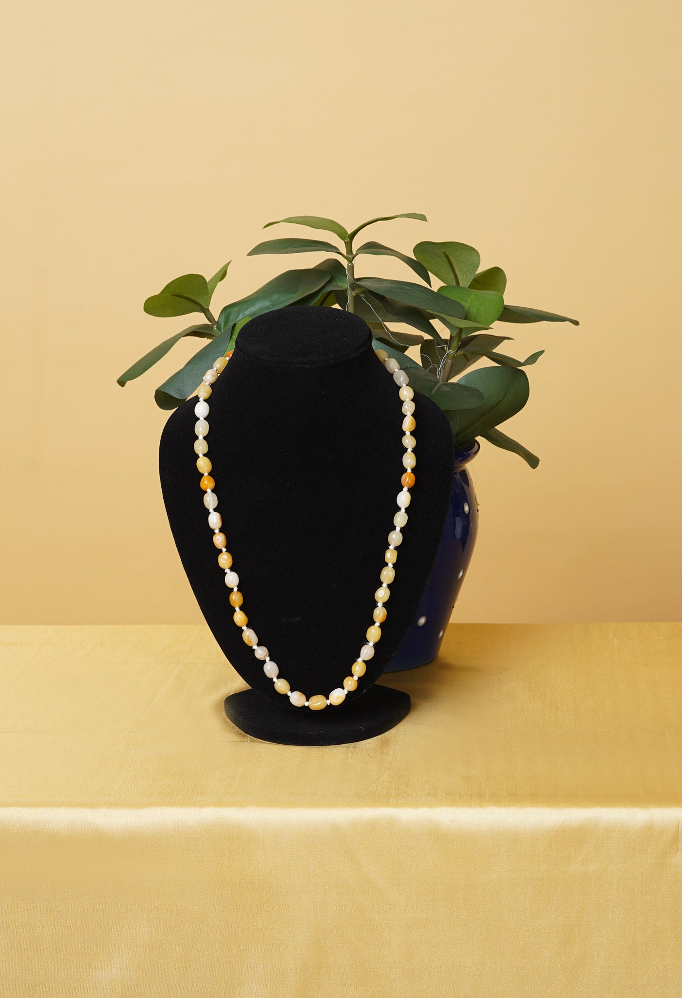 Cream Amravati Pearls Beads Necklace-UJ493