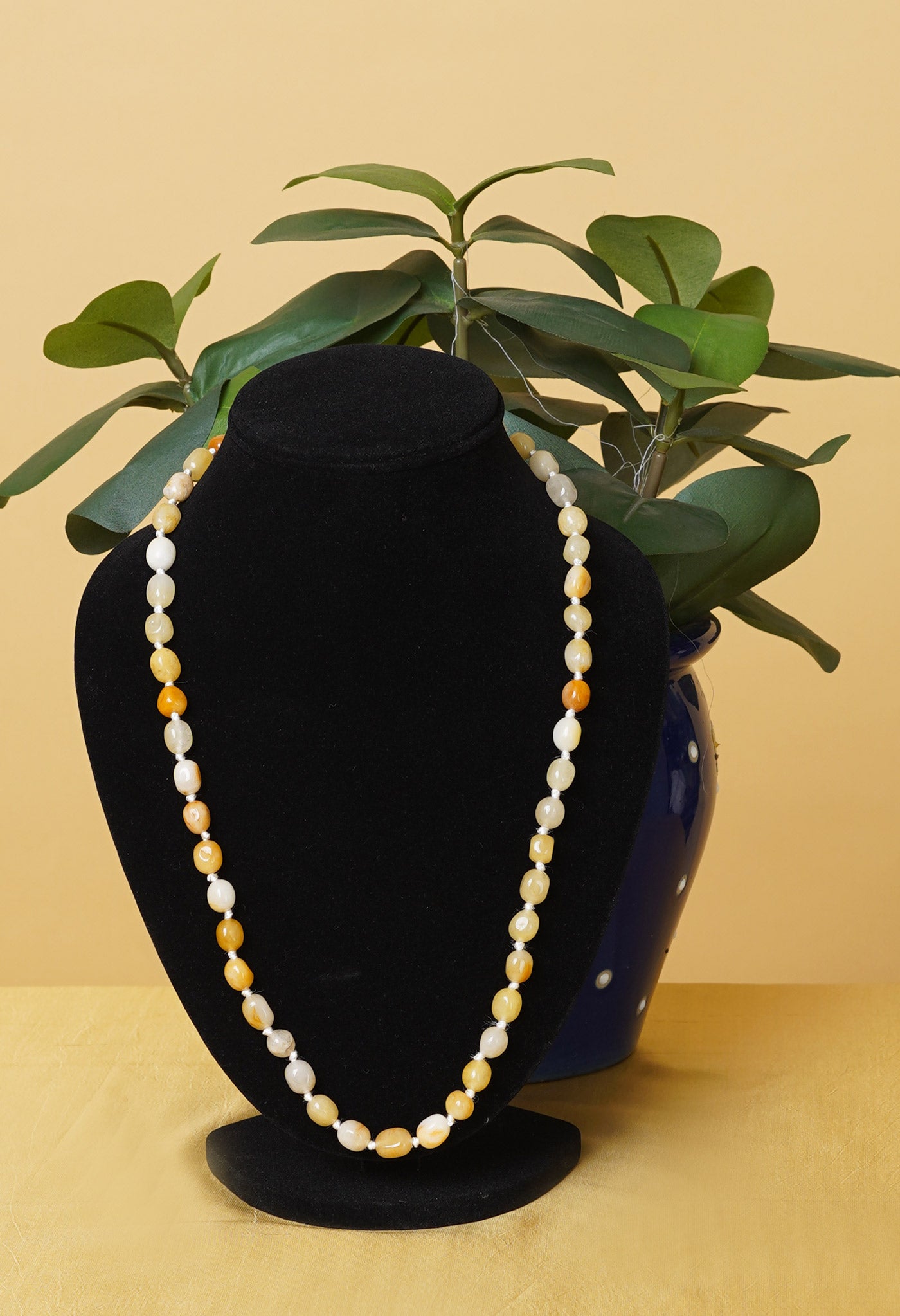 Cream Amravati Pearls Beads Necklace-UJ493