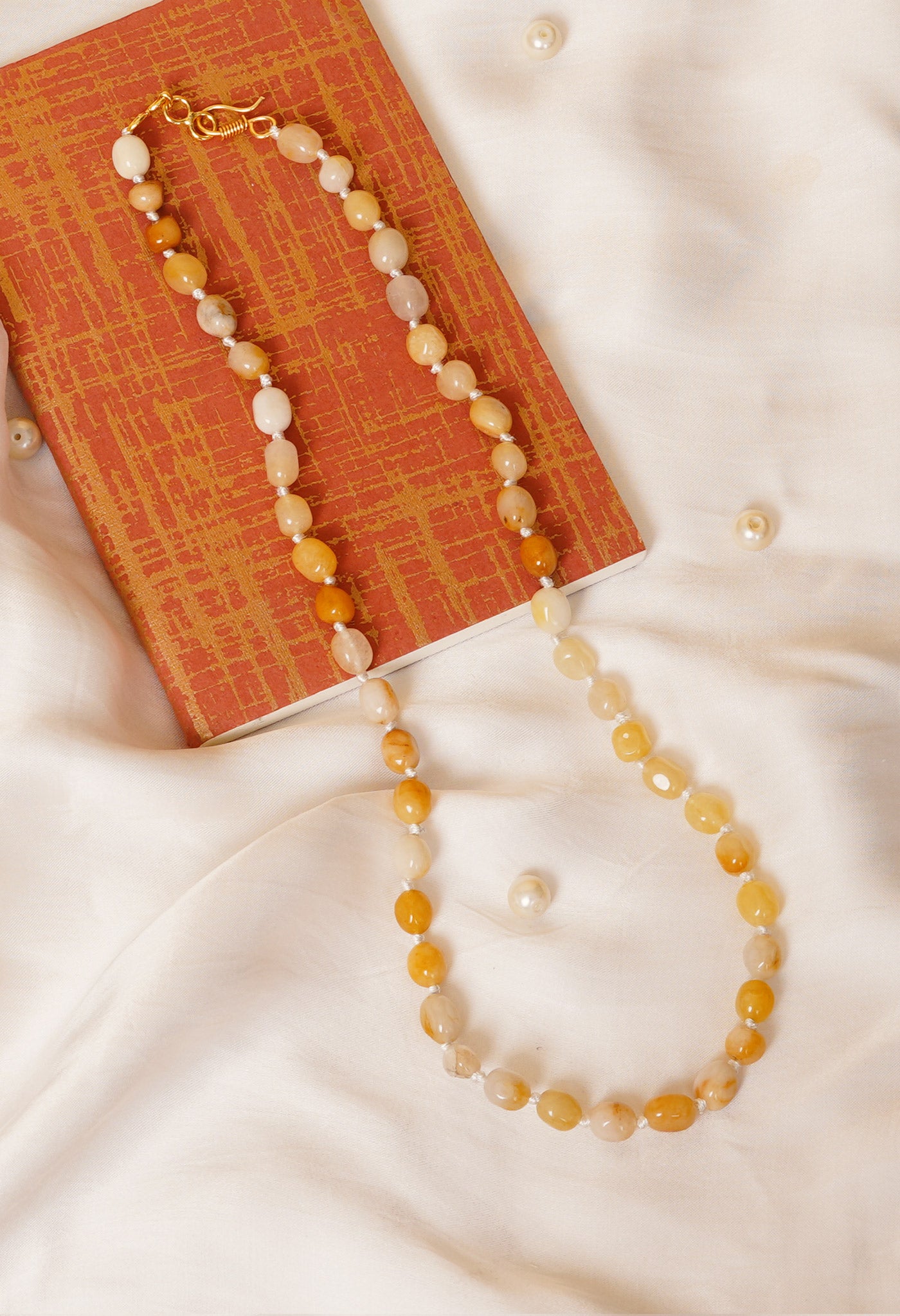 Cream Amravati Pearls Beads Necklace-UJ493