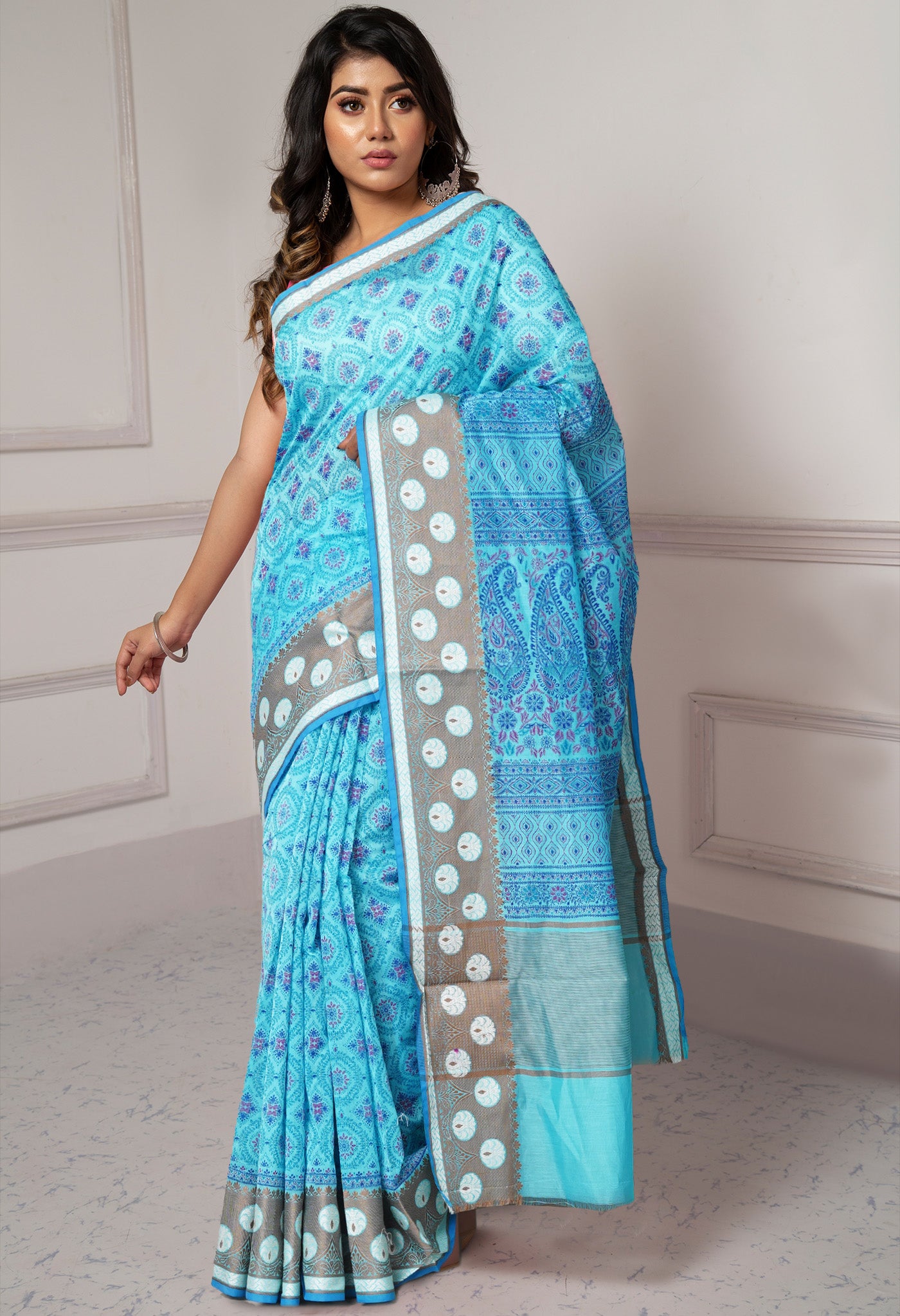 Blue Summer Bangalore Sico Saree-UNM65409