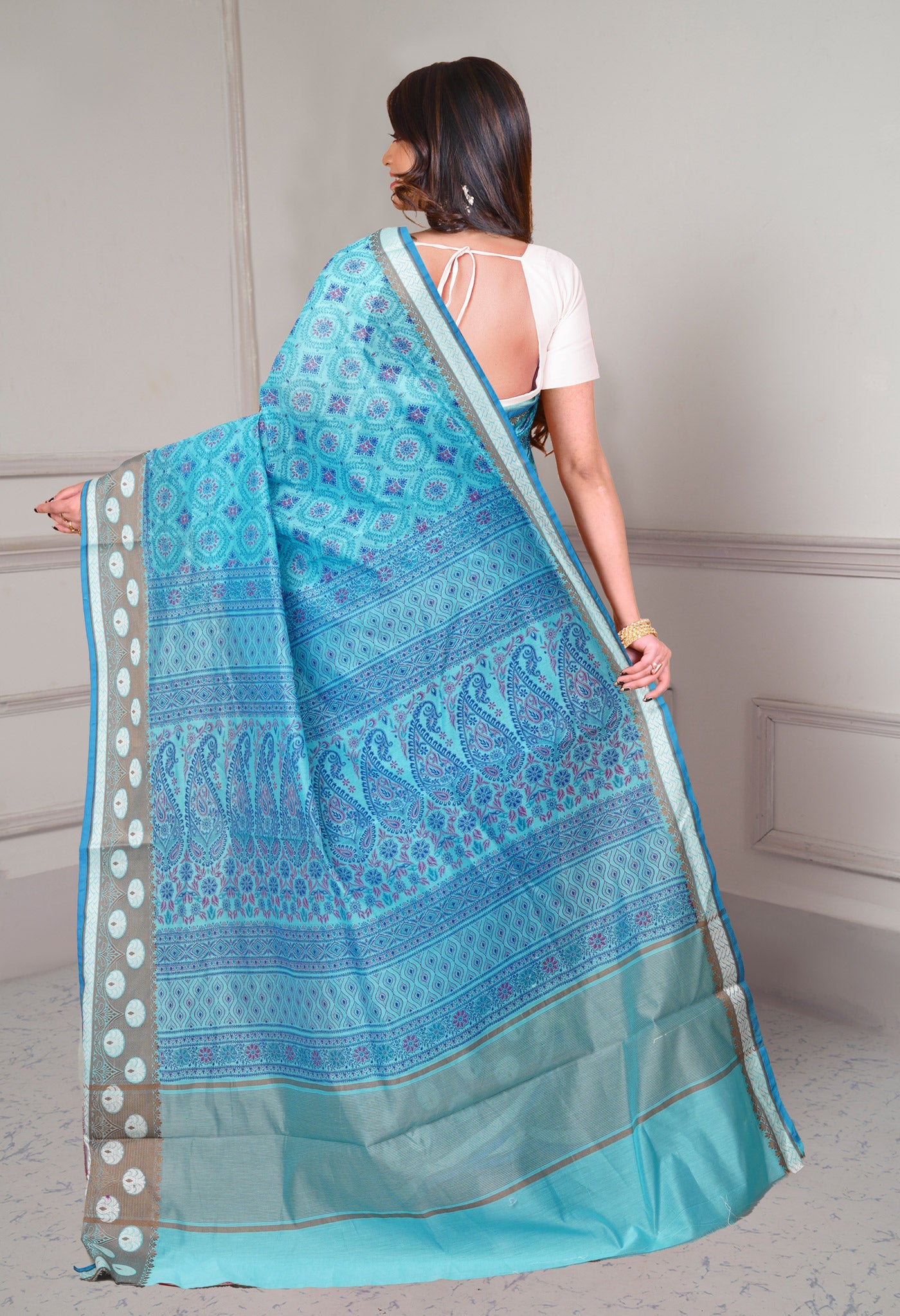 Blue Summer Bangalore Sico Saree-UNM65409