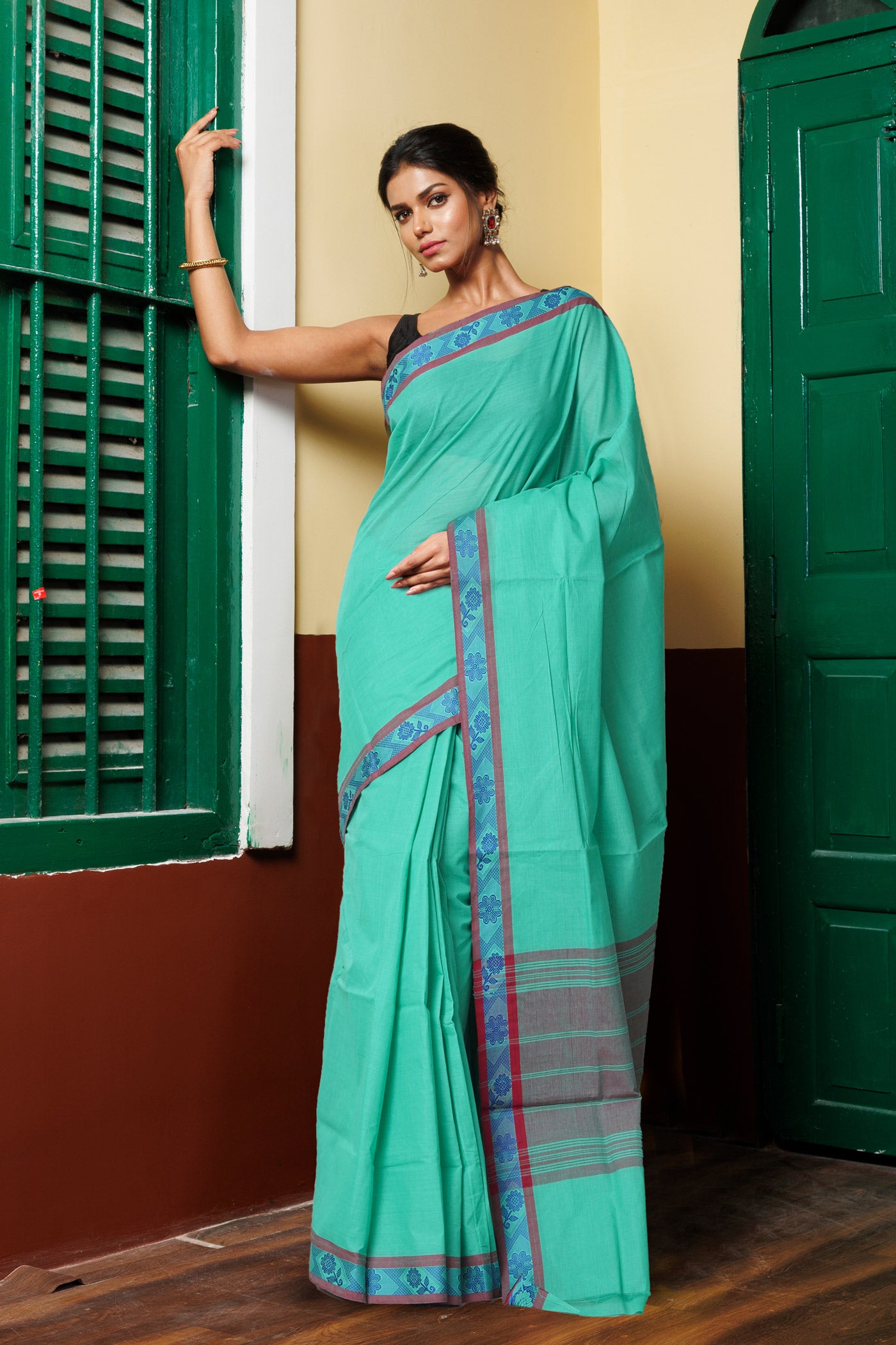 Green Pure Pavani Venkatagiri Cotton Saree-UNM67659