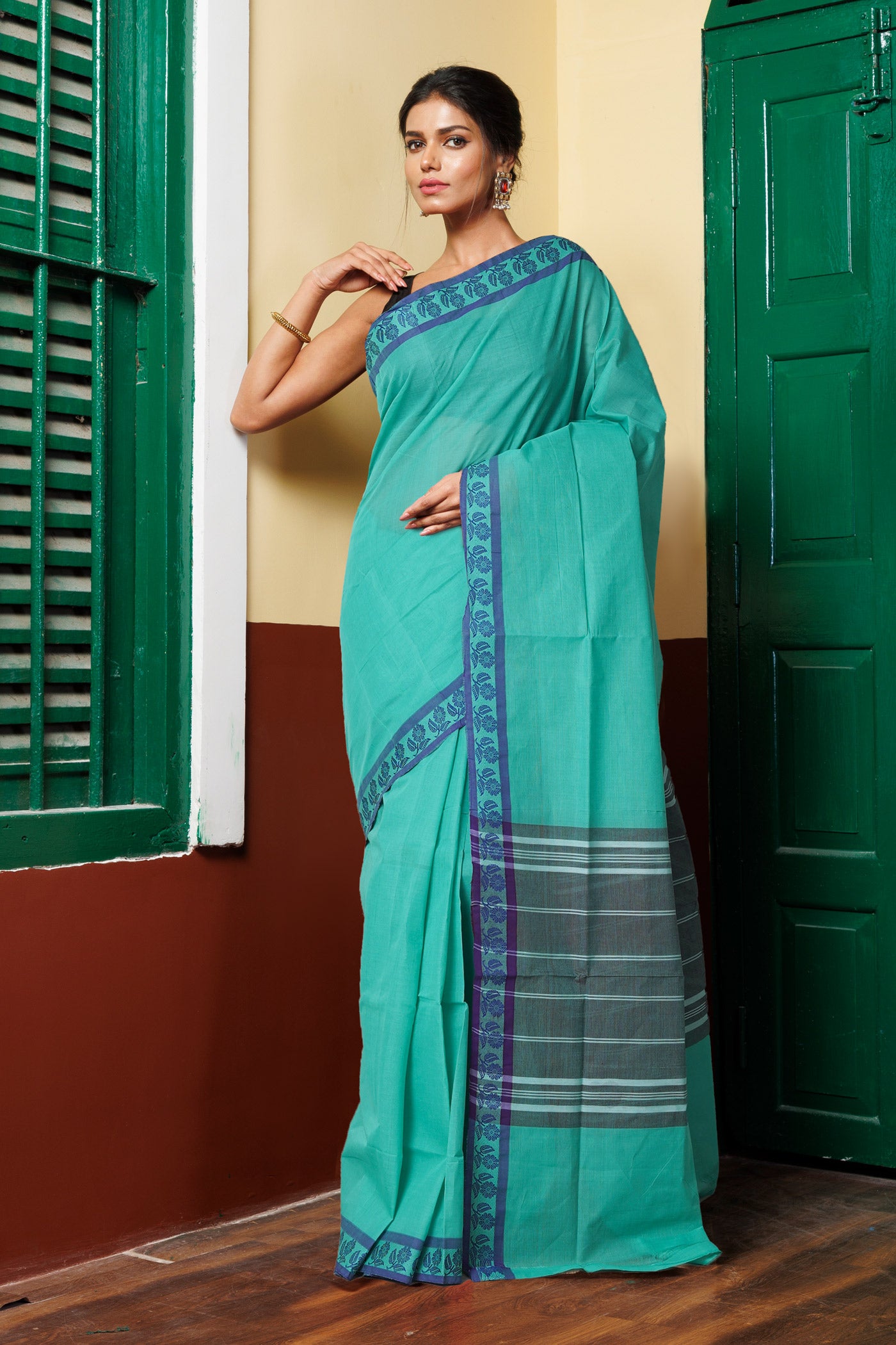 Green Pure Pavani Venkatagiri Cotton Saree-UNM67660