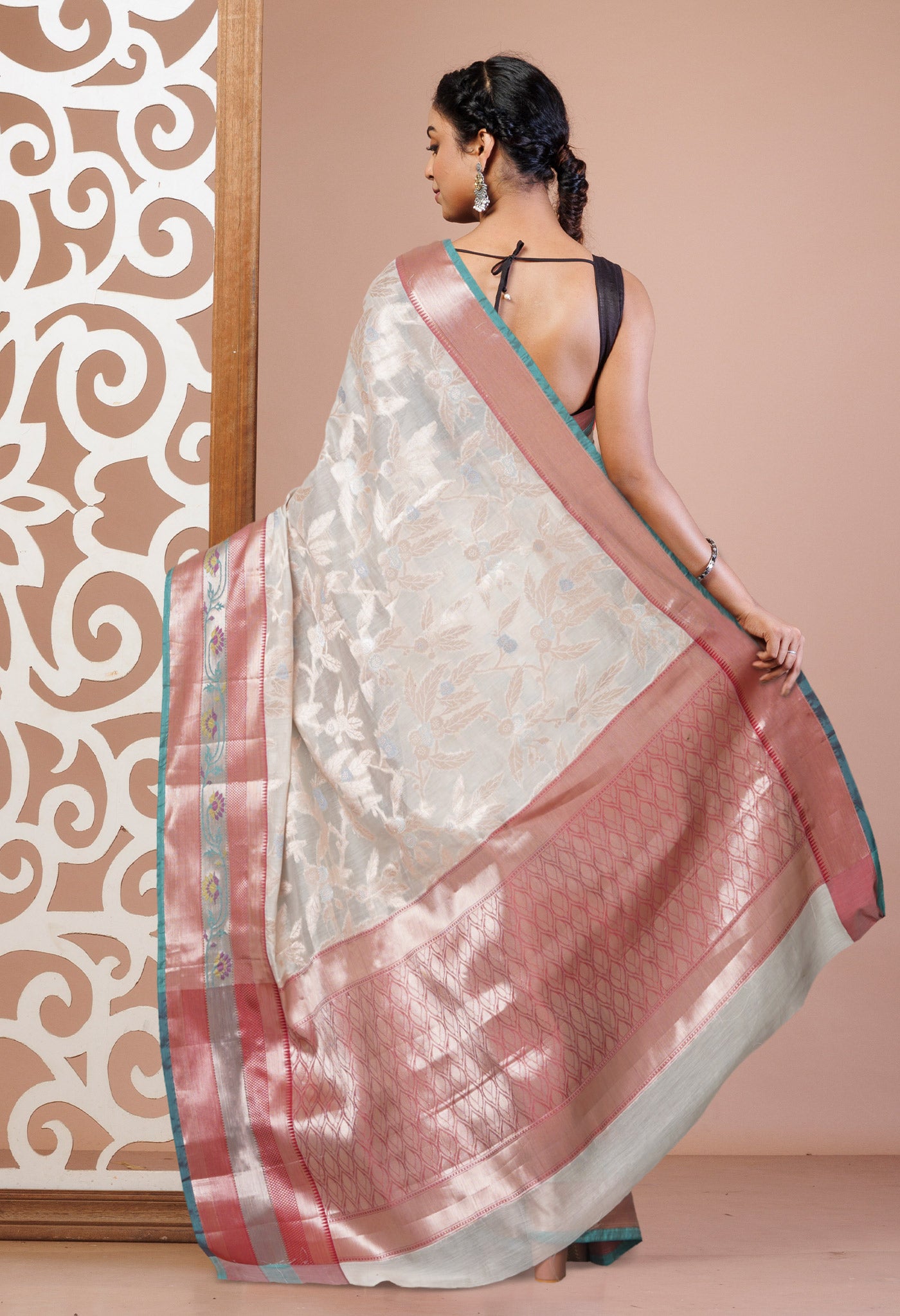 Beige Fancy Banarasi Silk Saree-UNM70322