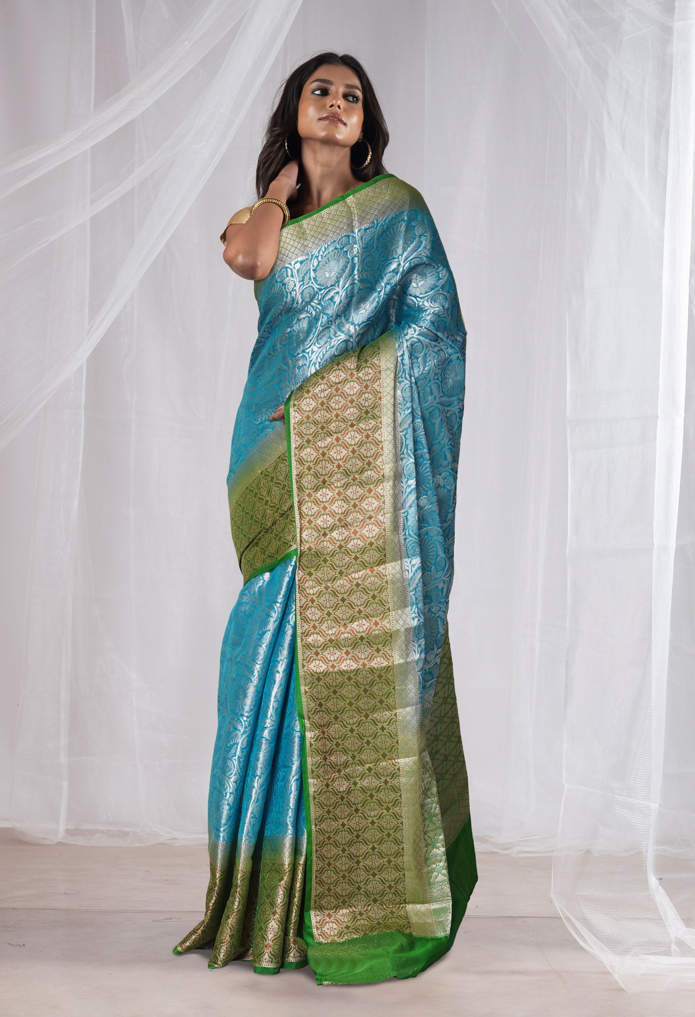 Blue Fancy Banarasi silk Saree-UNM70530