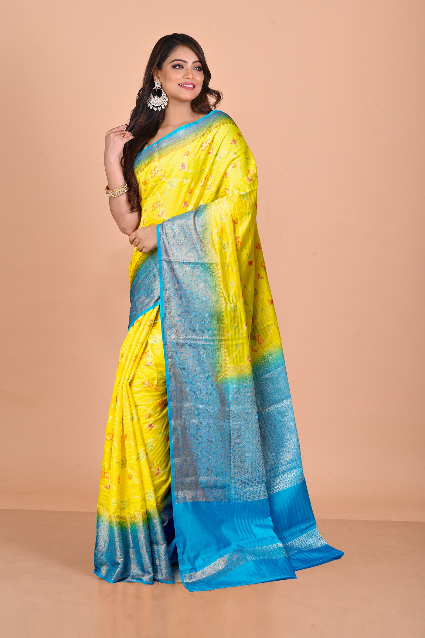 Yellow Fancy Banarasi silk Saree