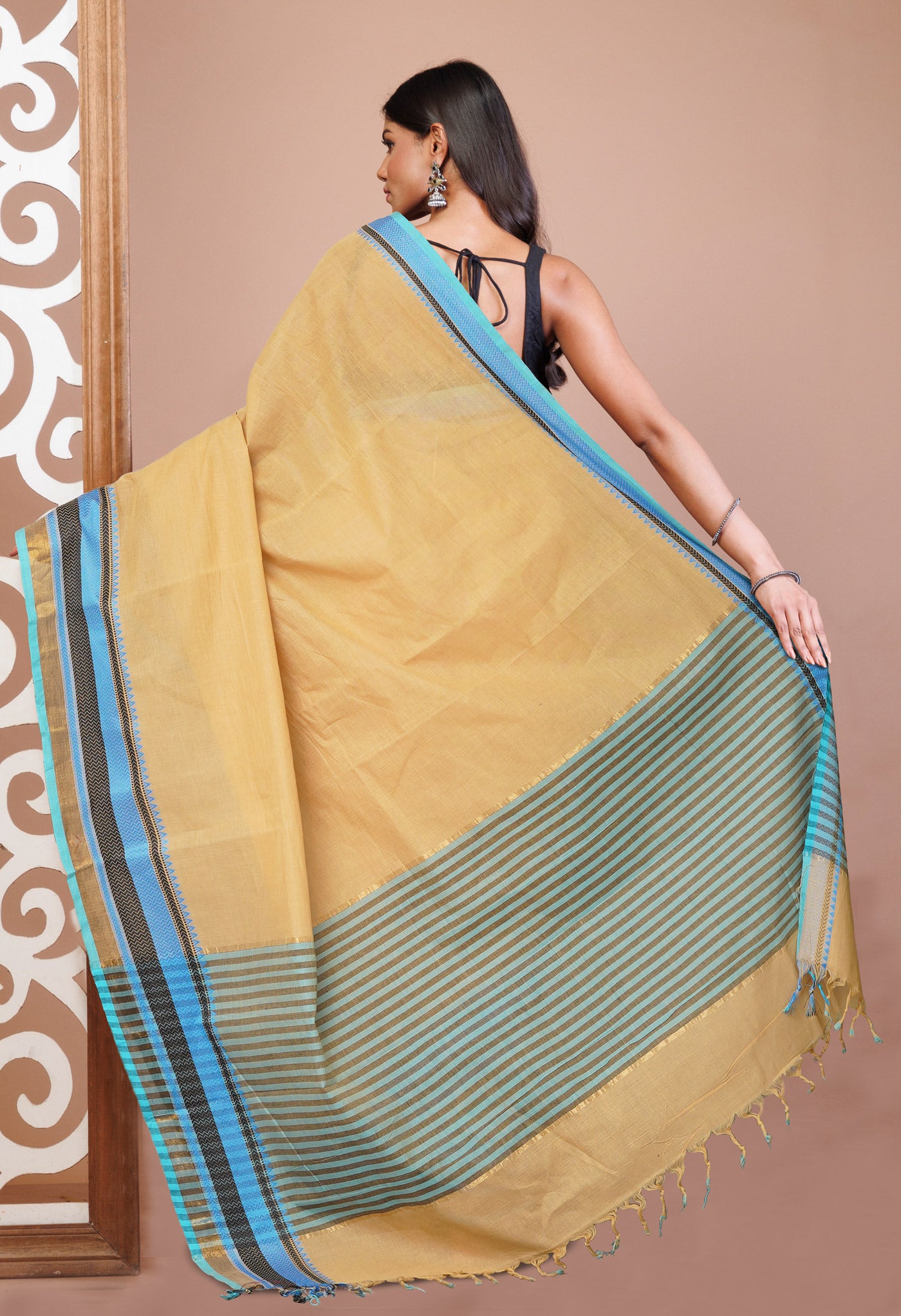 Brown Pure Superfine Handloom Cotton Saree-UNM70756