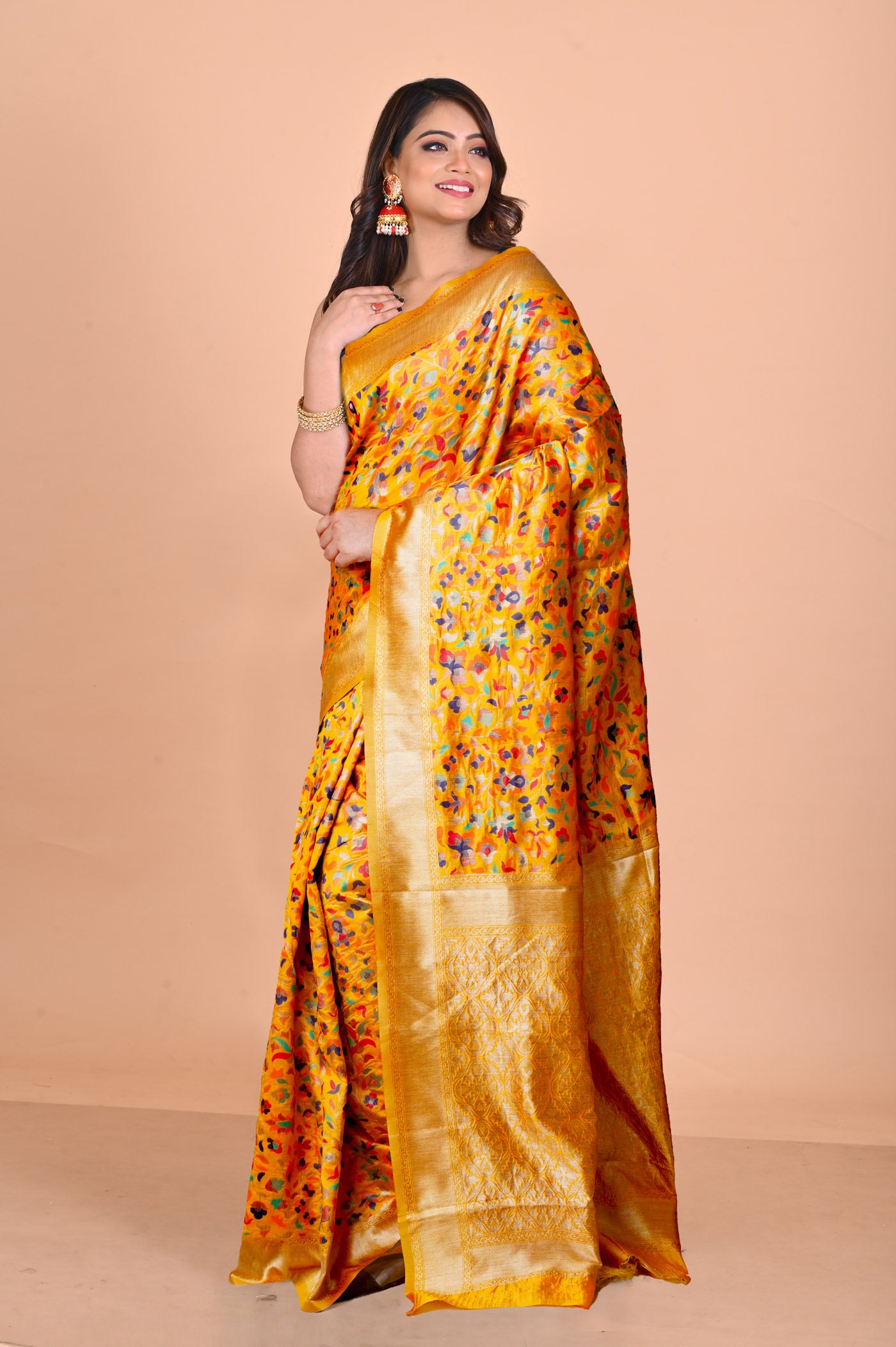 Yellow Banarasi Silk Saree