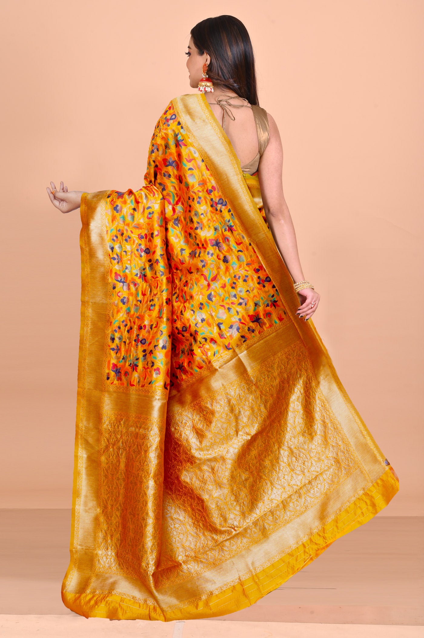 Yellow Banarasi Silk Saree