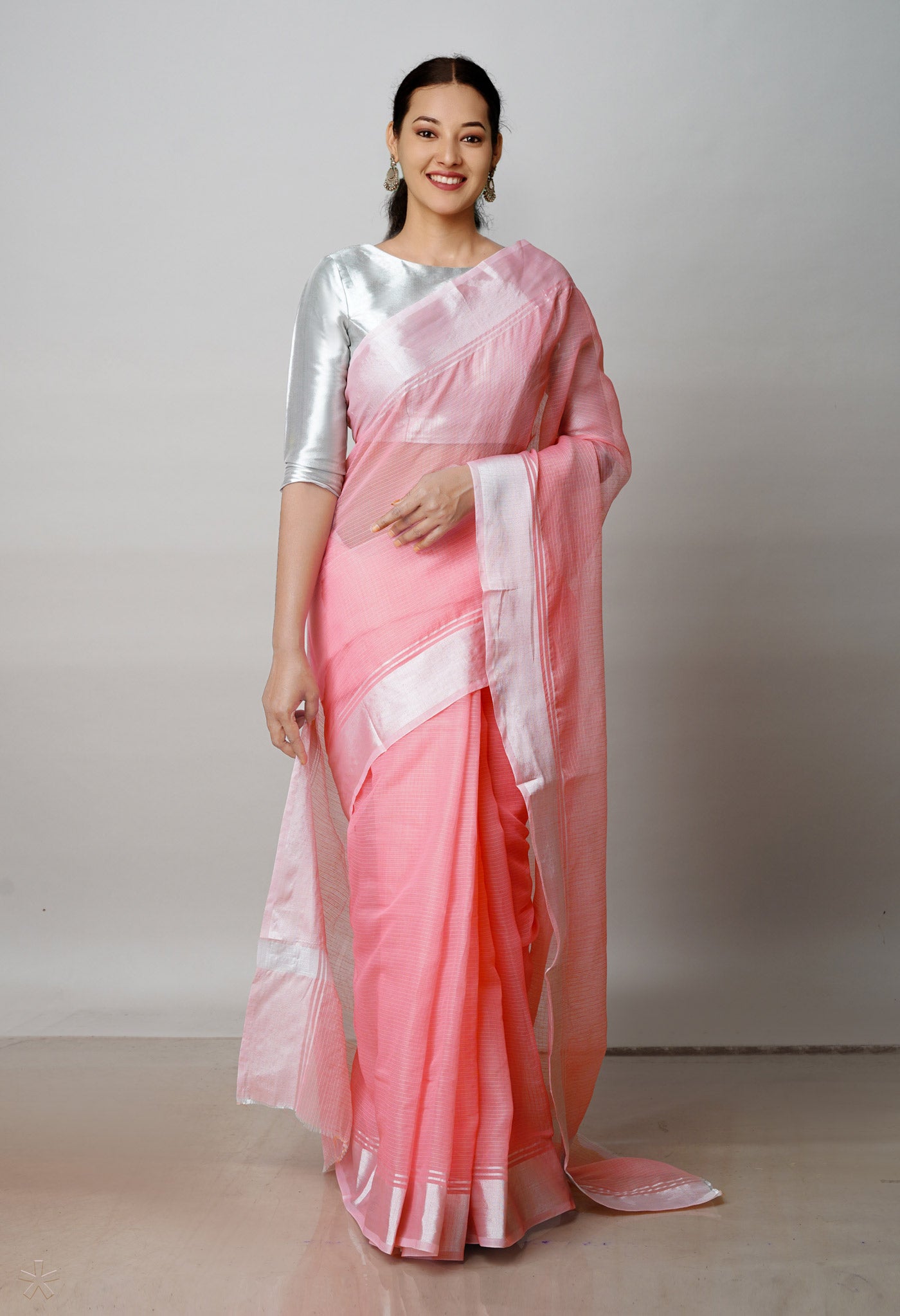 Pink Pure Plain Kota Cotton Saree