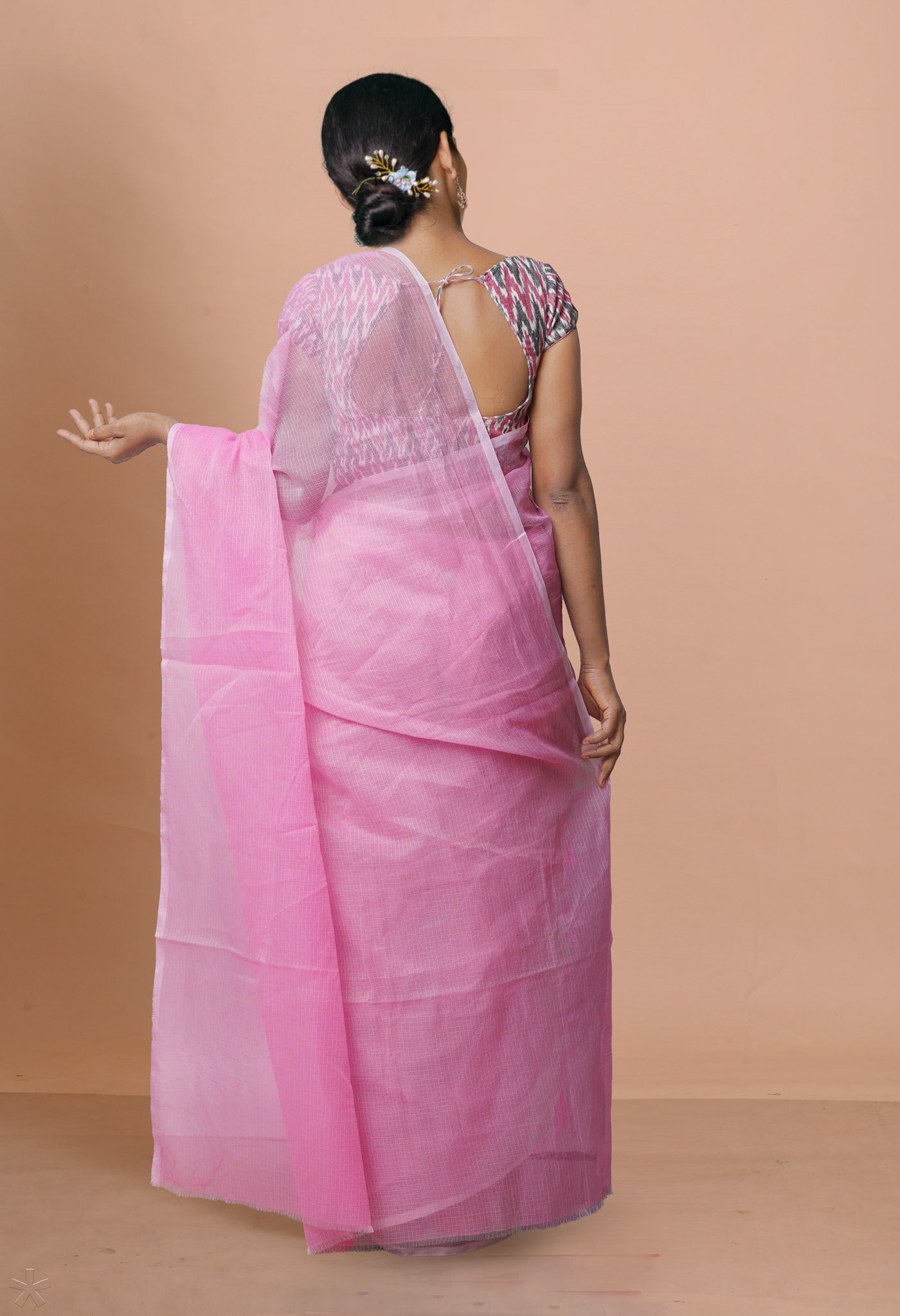 Pink Pure  Plain Kota Cotton Saree-UNM72483