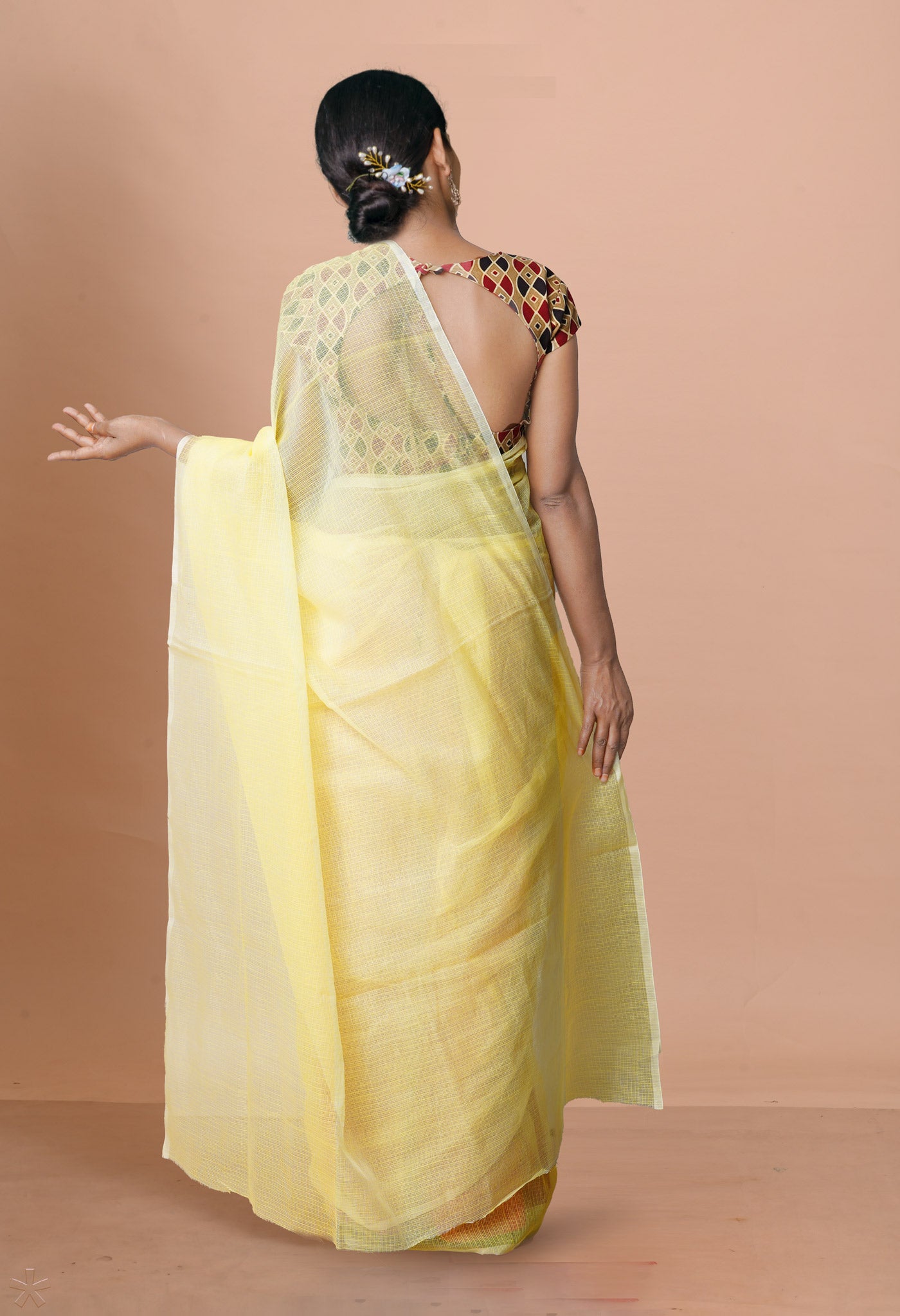 Yellow Pure Plain Kota Cotton Saree