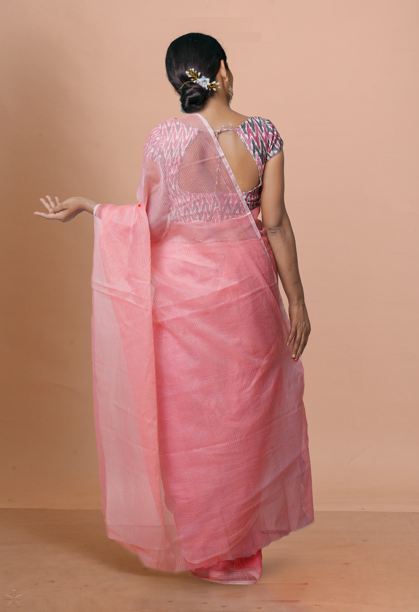 Pink Pure Plain Kota Cotton Saree