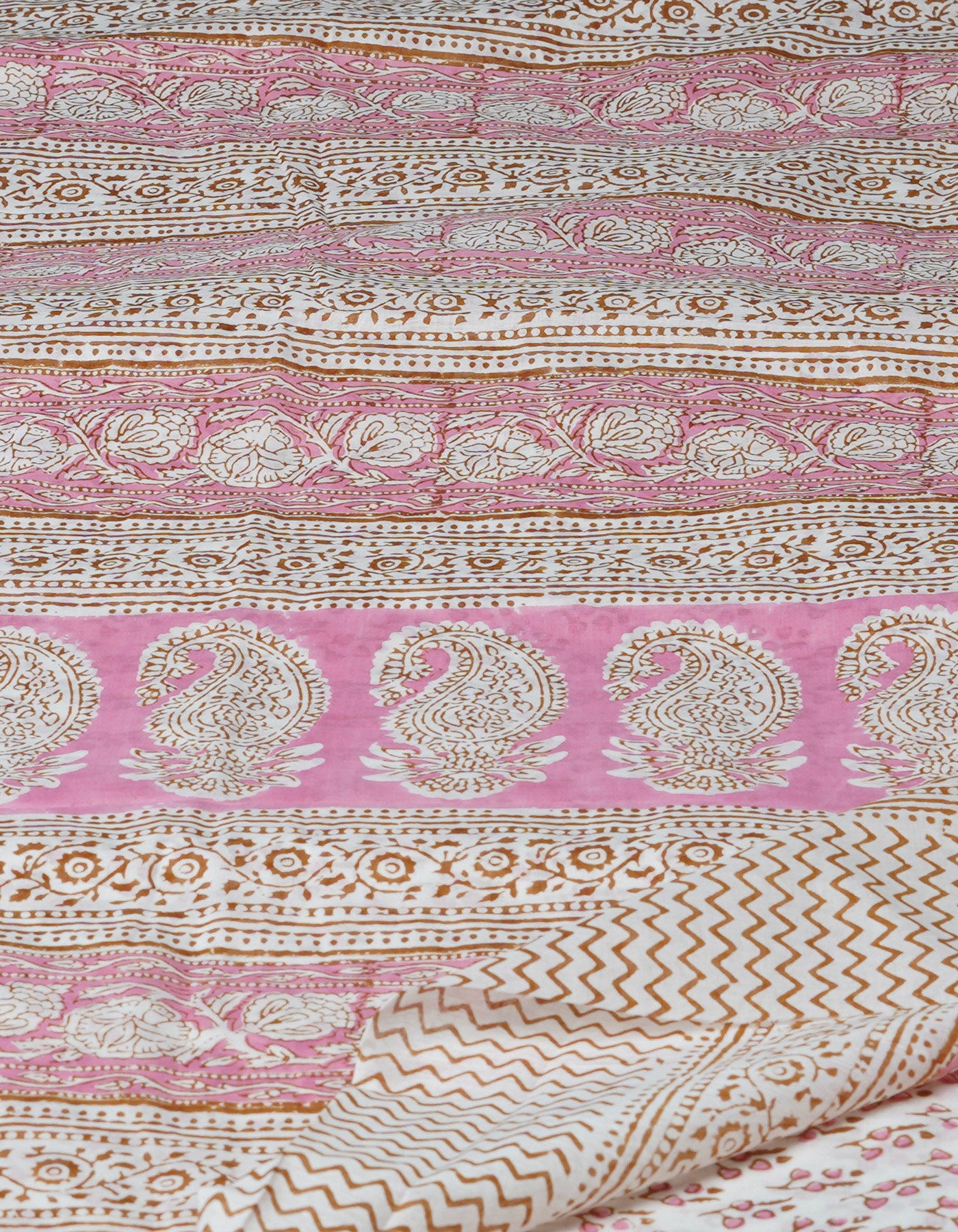 White Pure  Block Printed Superfine Mulmul  Cotton Saree-UNM72595