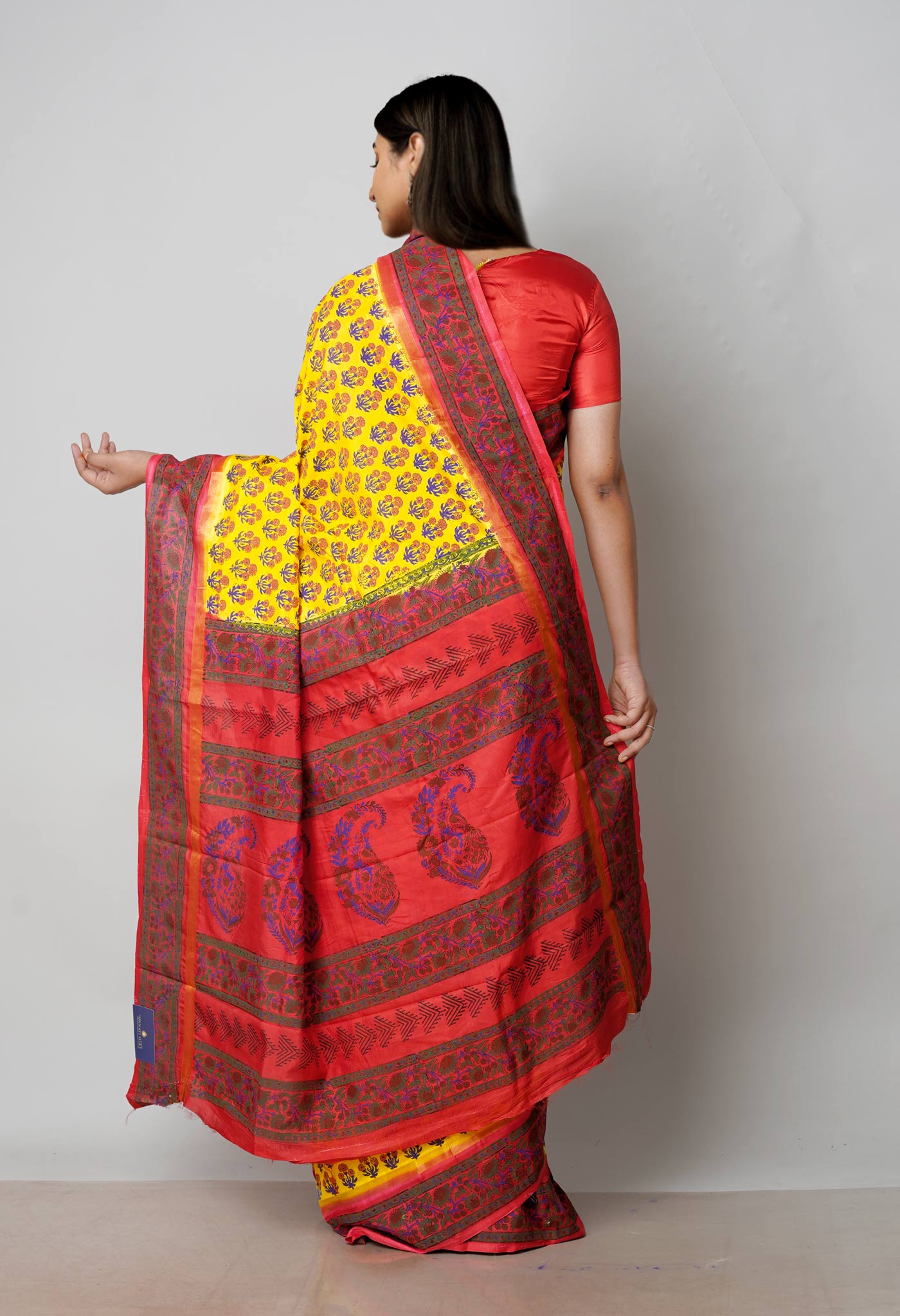 Yellow  Dyed Printed Summer Bangalore Soft Silk Saree-UNM72765