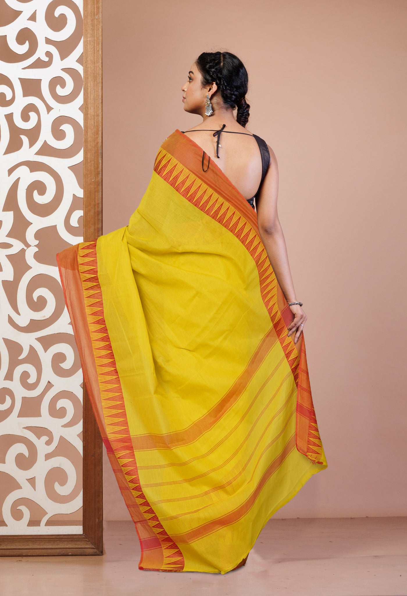 Yellow Pure Handloom Pavani Chettinad Cotton Saree-UNM73017