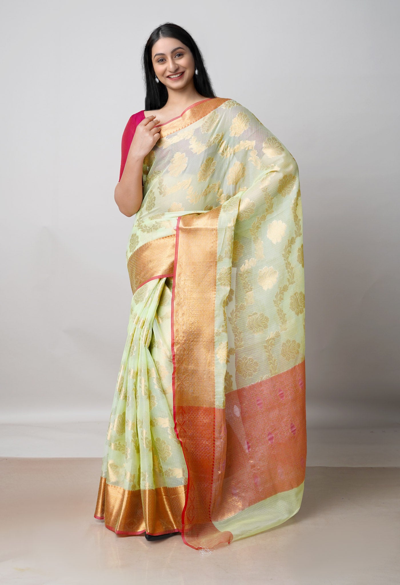 Green Pure  Banarasi Kota Cotton Saree-UNM73054