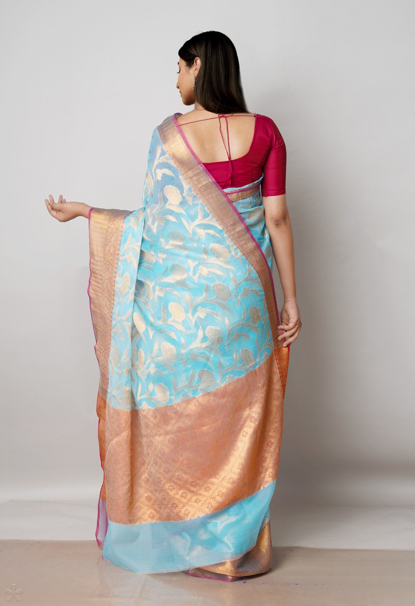 Blue Pure  Banarasi Kota Cotton Saree-UNM73056