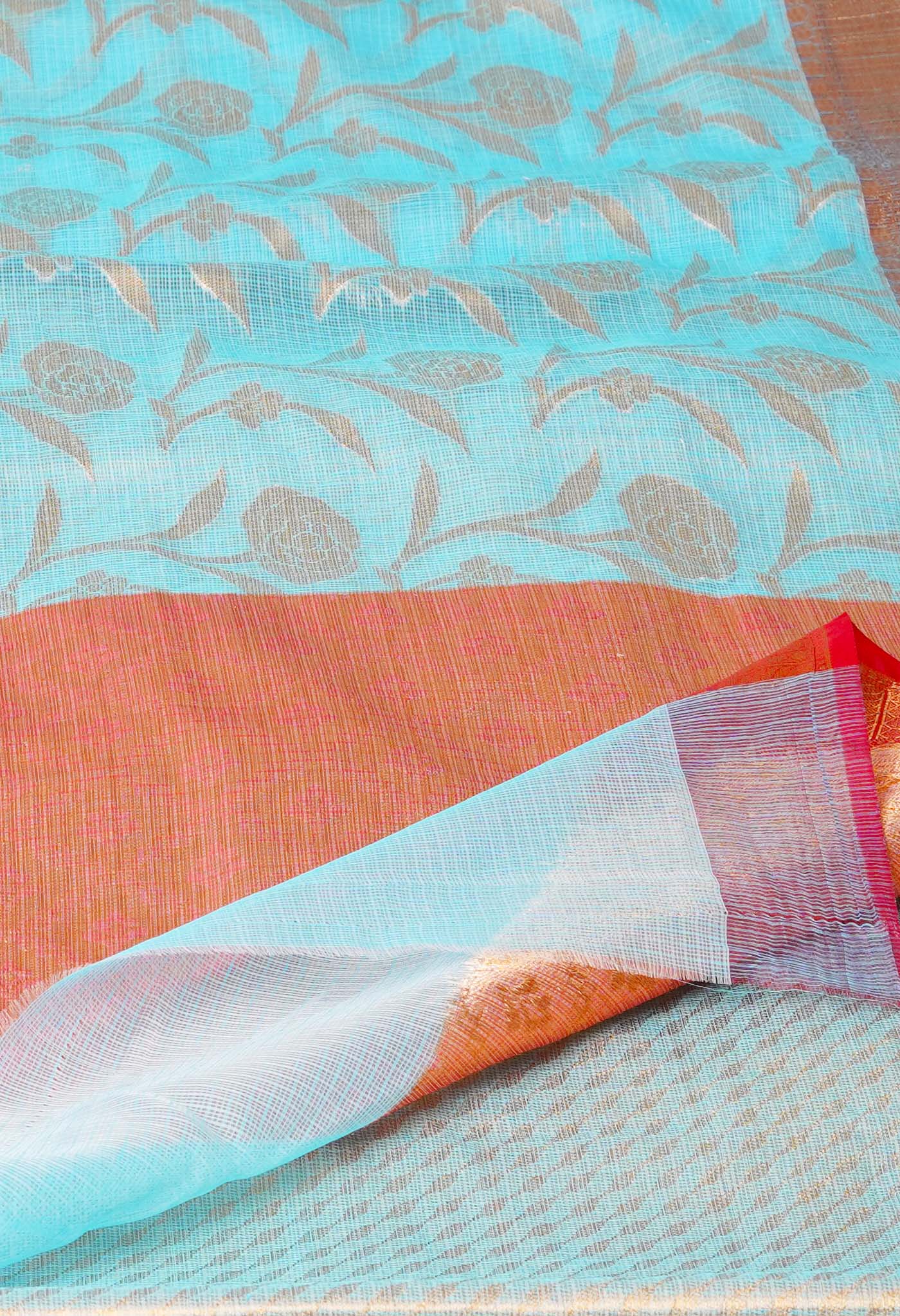 Blue Pure  Banarasi Kota Cotton Saree-UNM73056