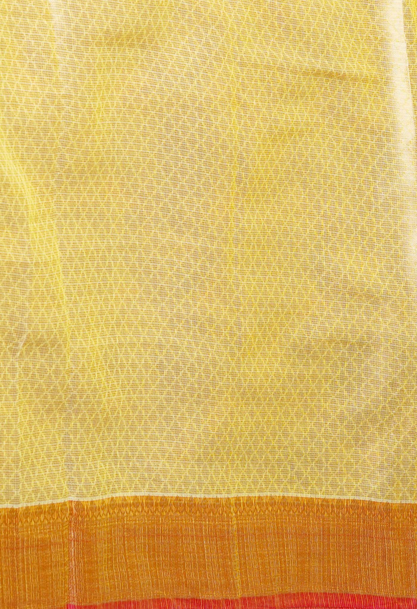 Yellow Pure  Banarasi Kota Cotton Saree-UNM73057