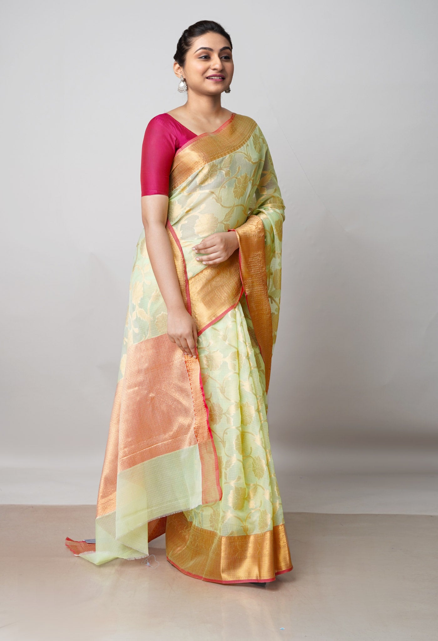 Green Pure  Banarasi Kota Cotton Saree-UNM73061