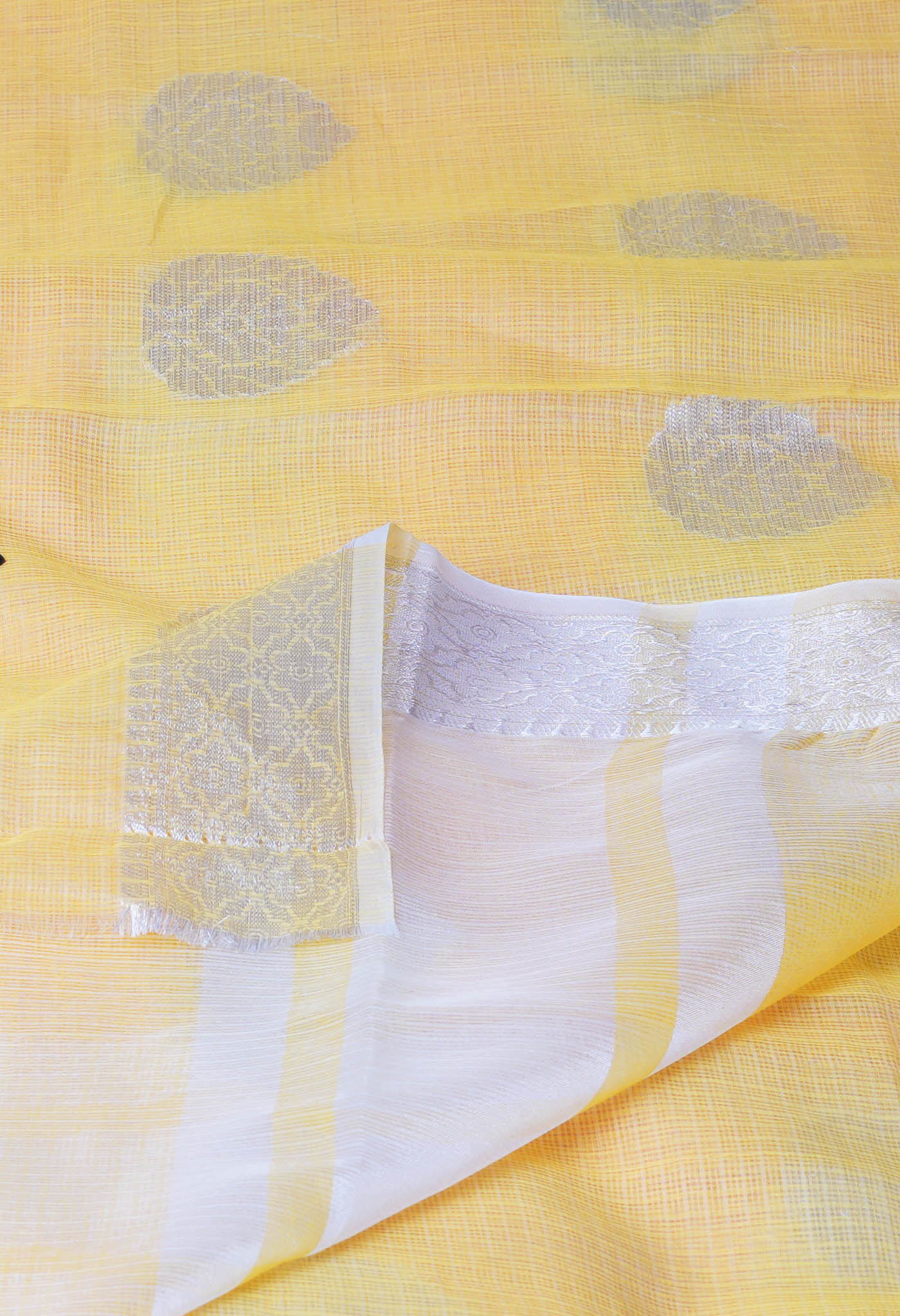 Yellow Pure  Banarasi Kota Cotton Saree-UNM73065