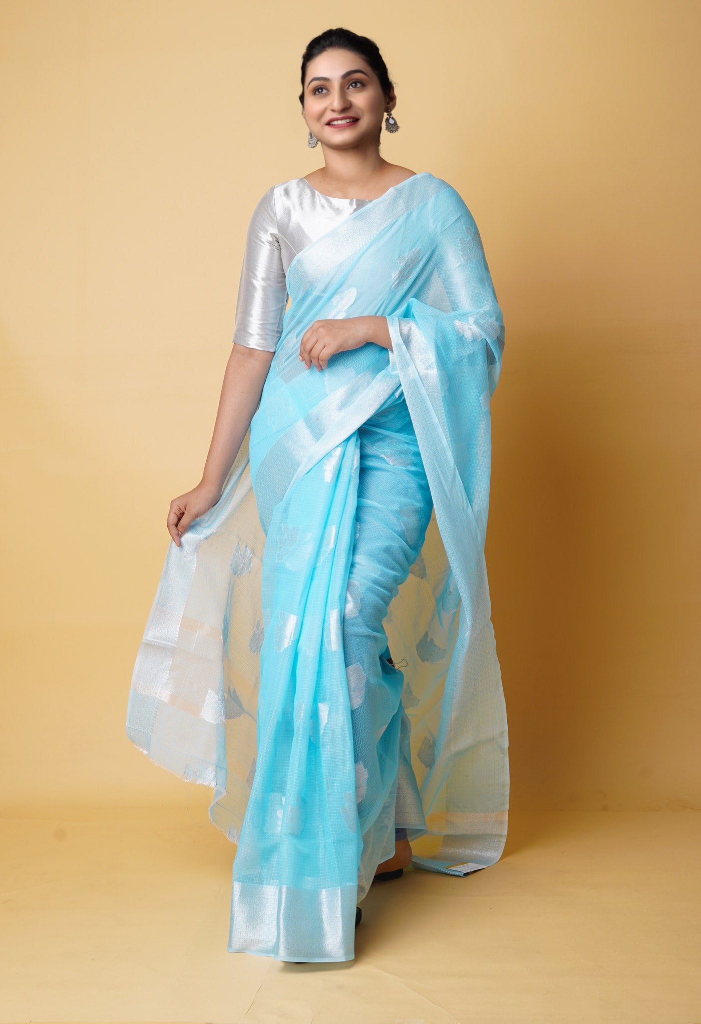 Blue Pure  Banarasi Kota Cotton Saree-UNM73072