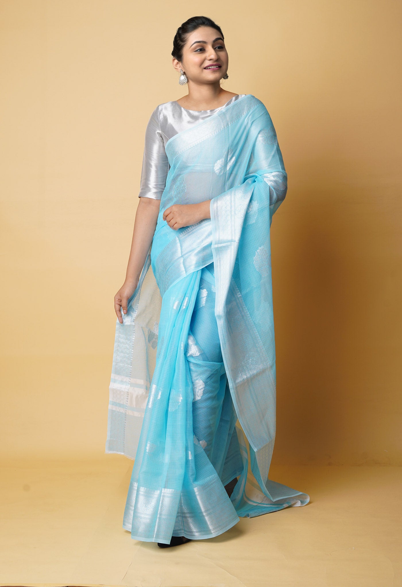 Blue Pure  Banarasi Kota Cotton Saree-UNM73085