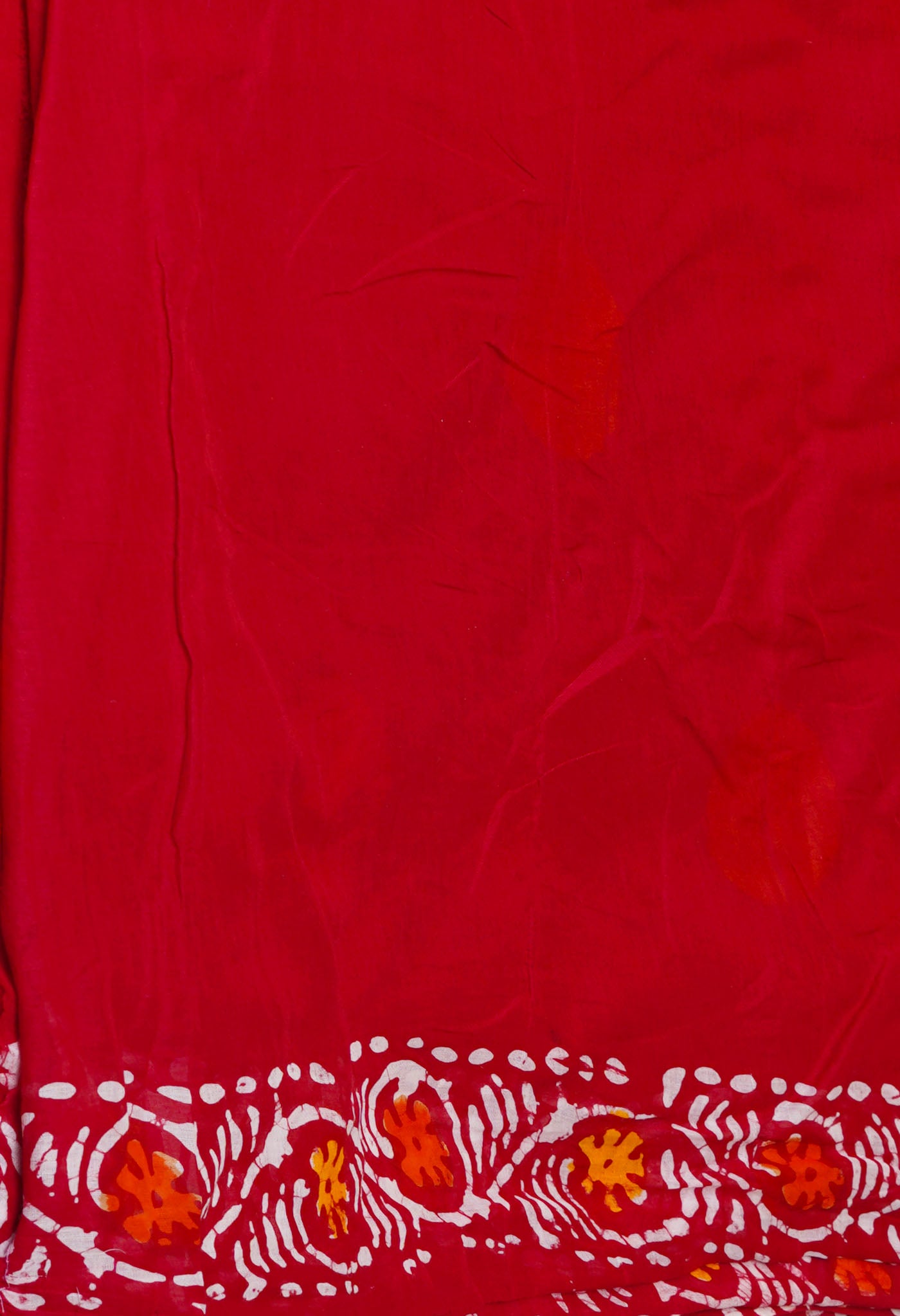 Red Pure Hand Batik Mulmul Cotton Saree