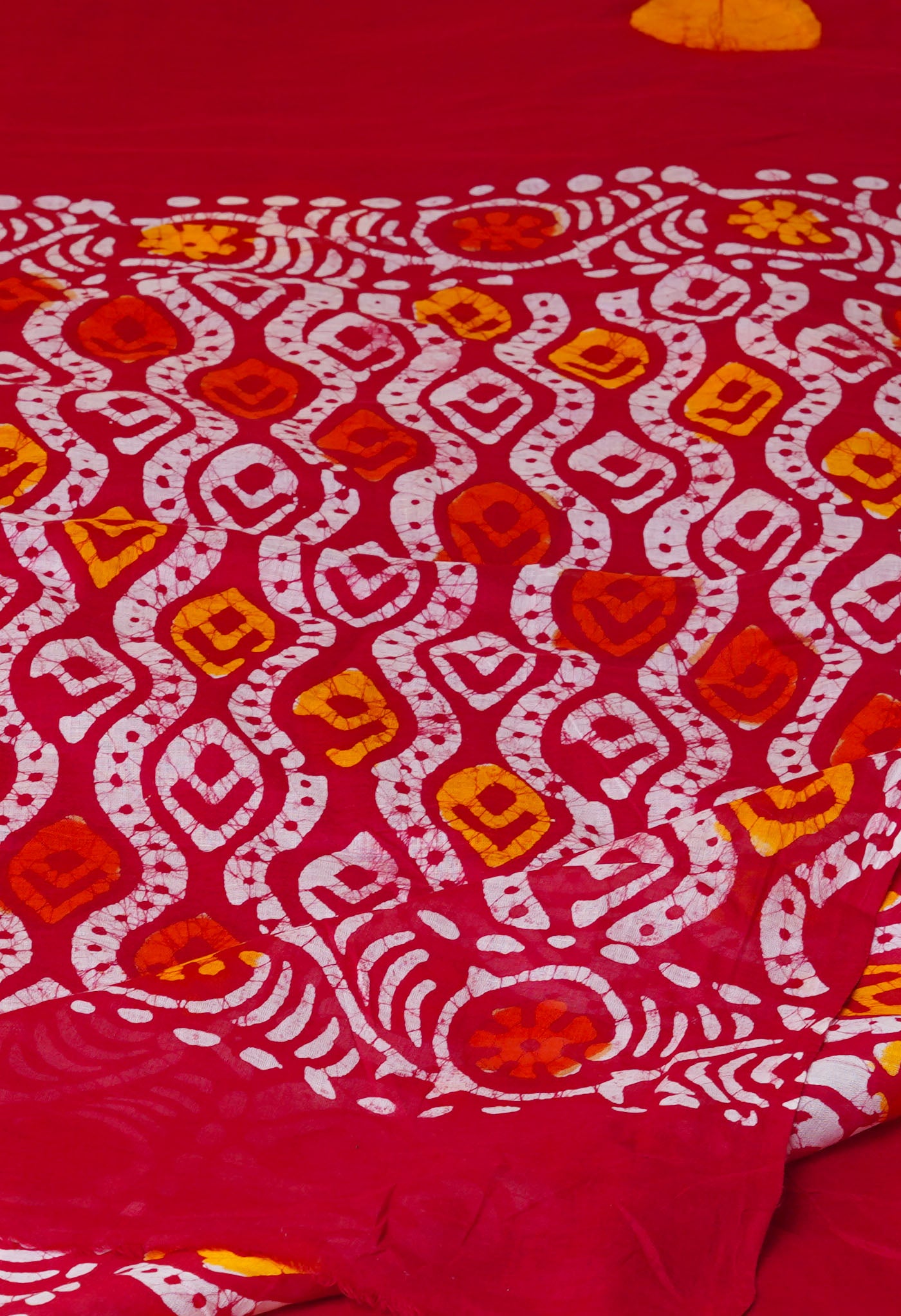 Red Pure Hand Batik Mulmul Cotton Saree