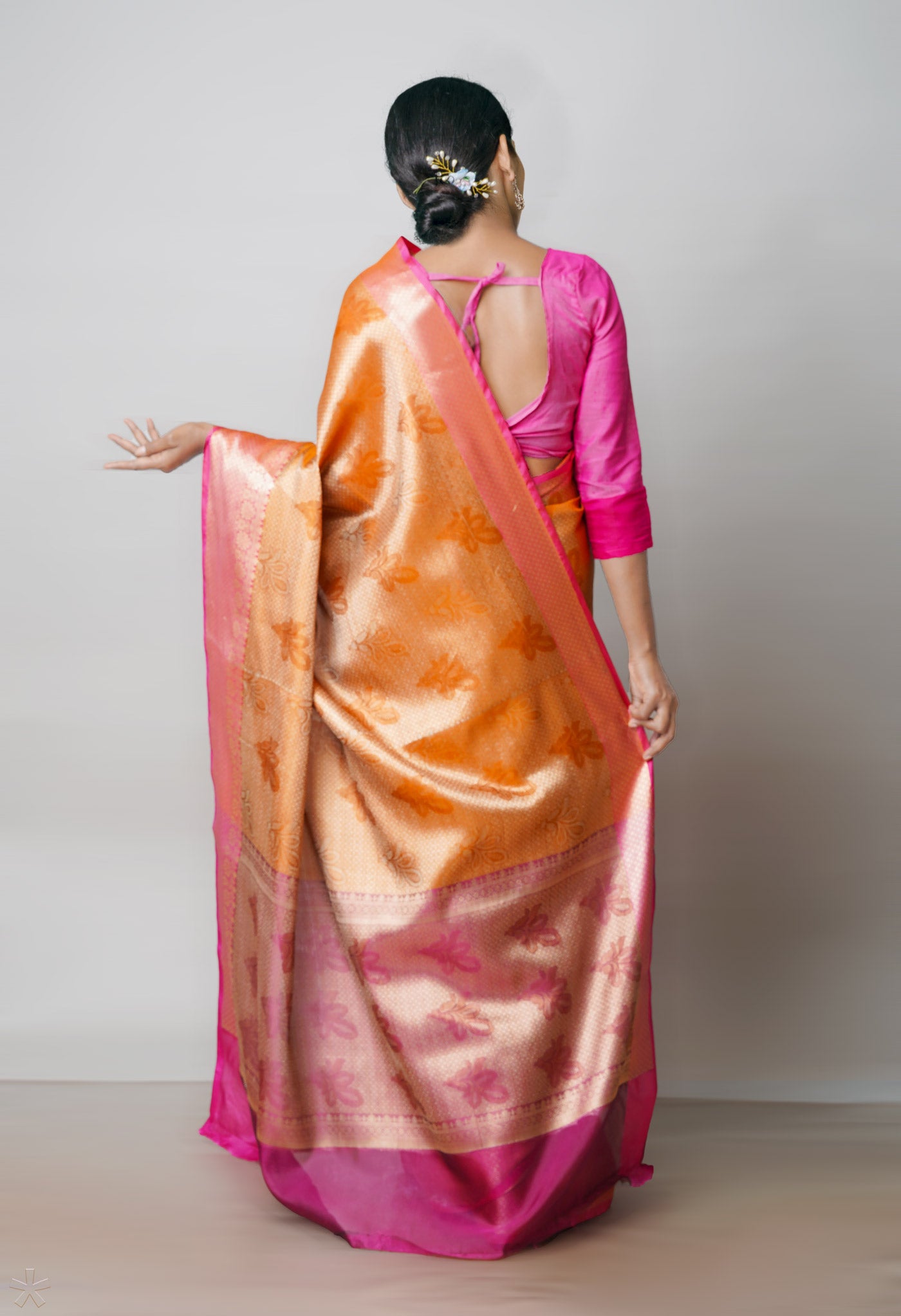 Orange  Brocade Banarasi Sico Saree-UNM73369