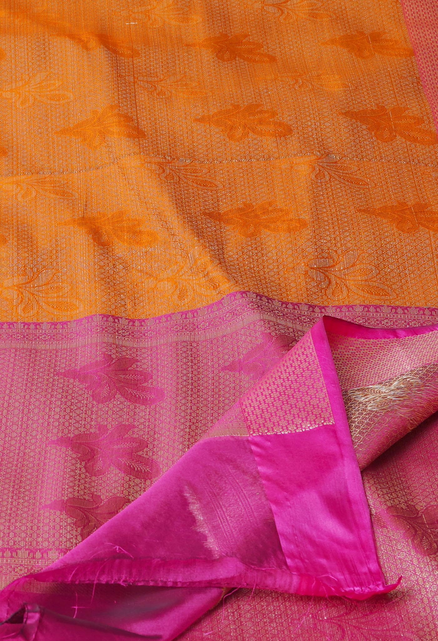 Orange  Brocade Banarasi Sico Saree-UNM73369