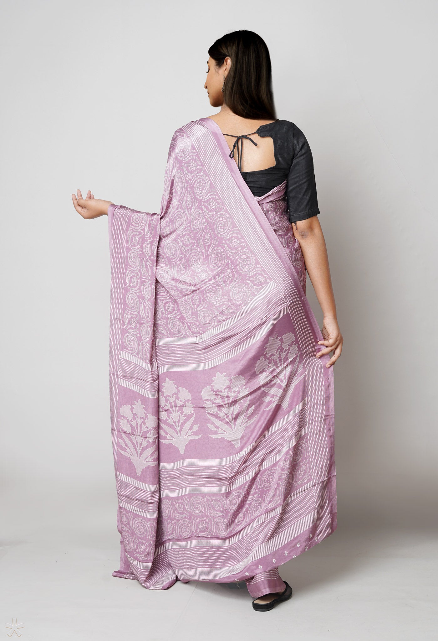 Royal Purple Pure  Block Printed Soft Silk Saree-UNM73437