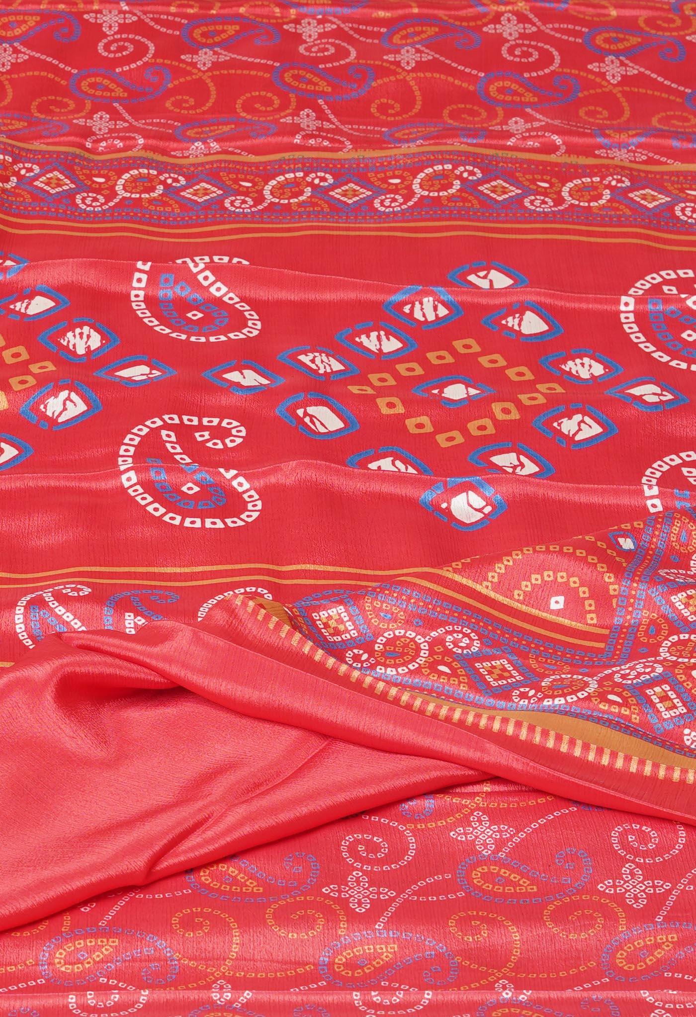 Red Pure Bandhani Printed Soft Silk Saree