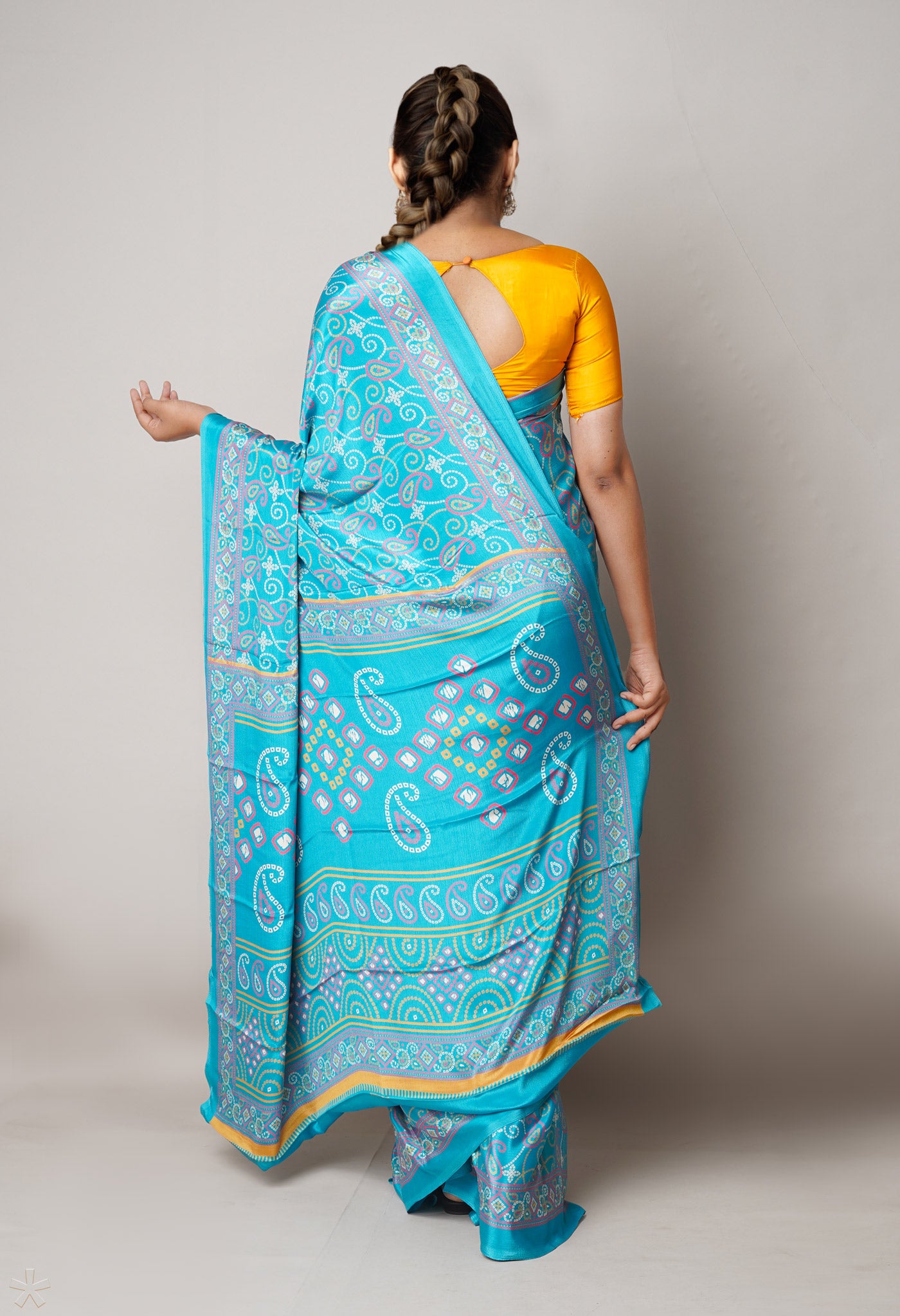 Peacock Blue Pure  Bandhani Printed Soft Silk Saree-UNM73459