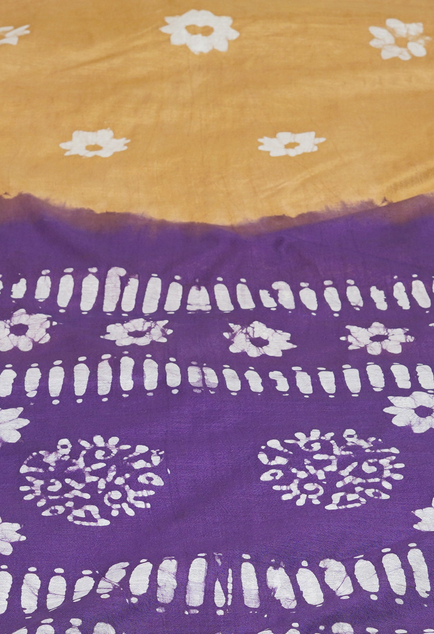 Brown-Purple Pure Batik Printed Chanderi Sico Saree