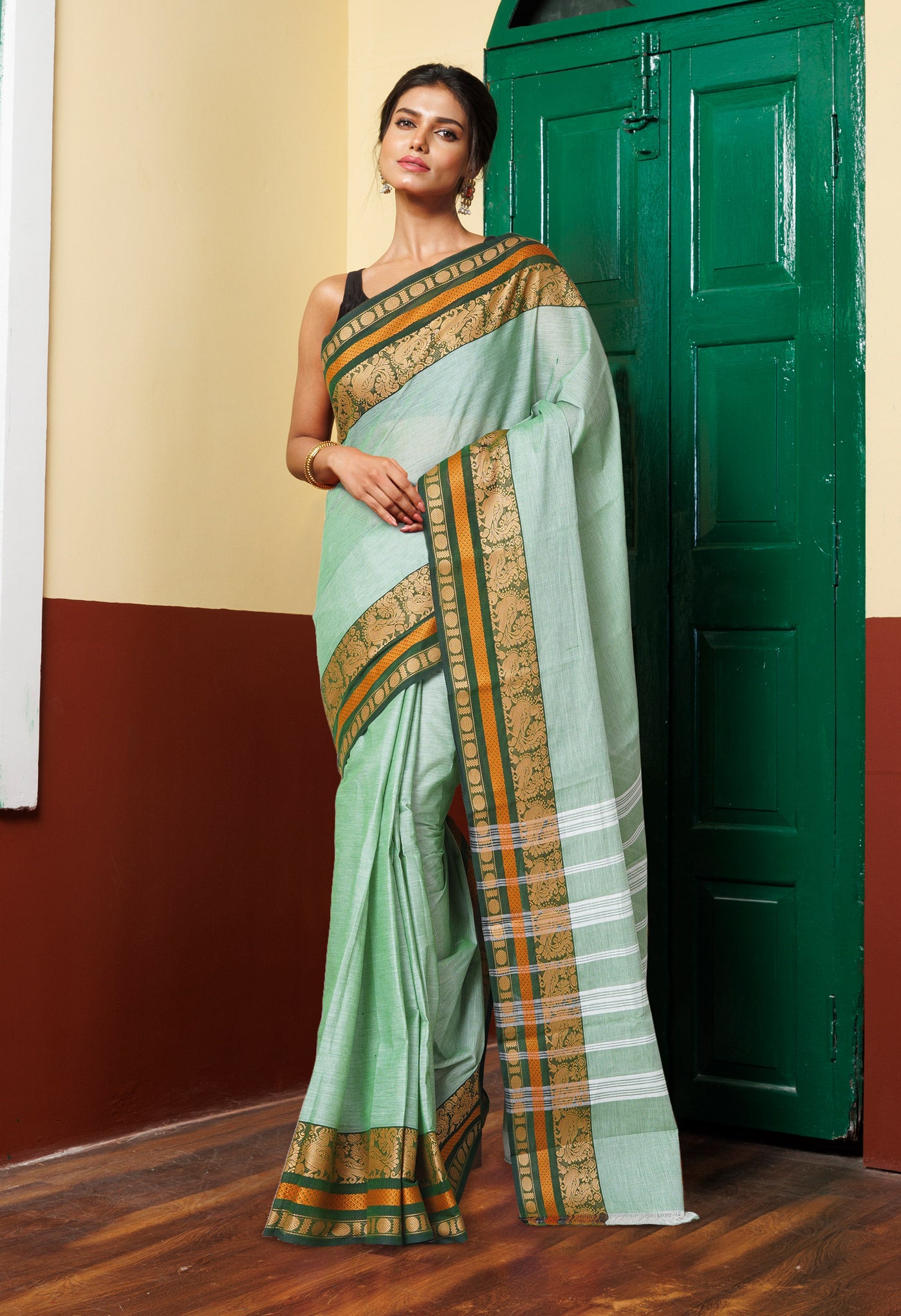 Green Pure Pavani Handcrafted Kanchi Cotton Saree-UNM73608