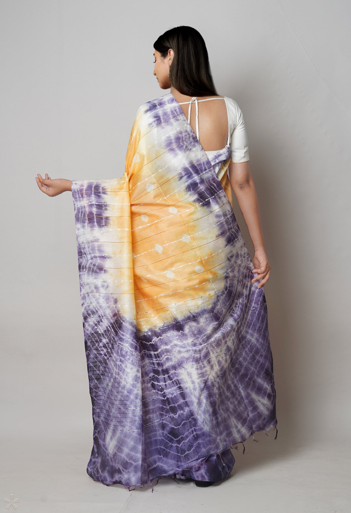 Cream-Multi  Tie And Dye Shibori Sico Saree-UNM73714