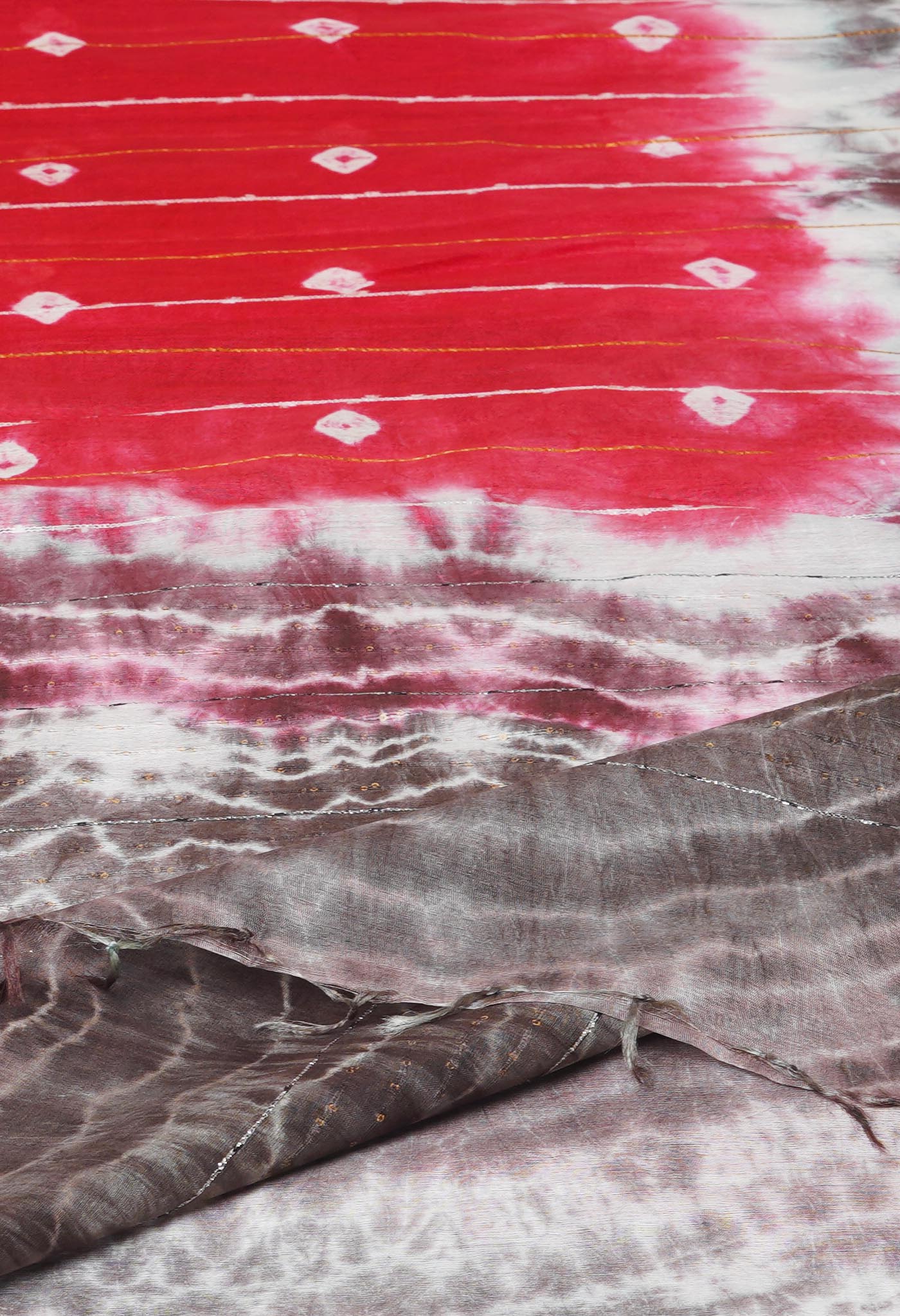 Red-Multi  Tie And Dye Shibori Sico Saree-UNM73715