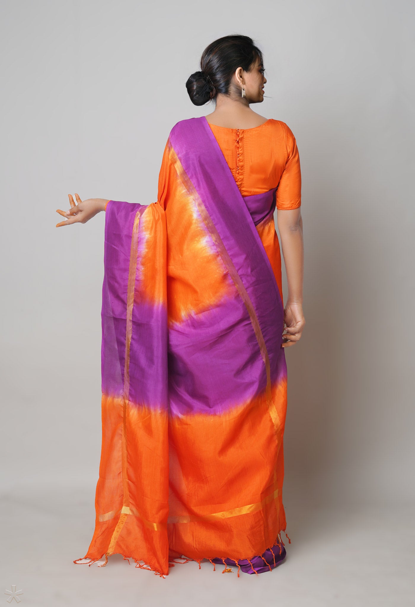 Orange-Purple Soft Silk Saree