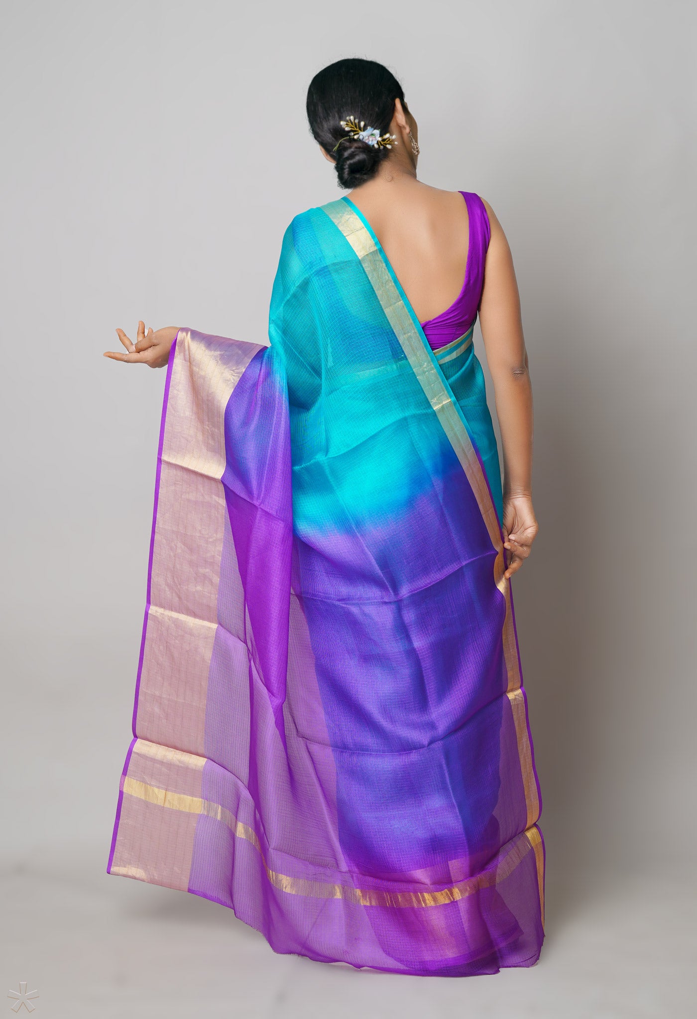 Blue-Violet Pure  Dyed Kota Silk Saree-UNM73906