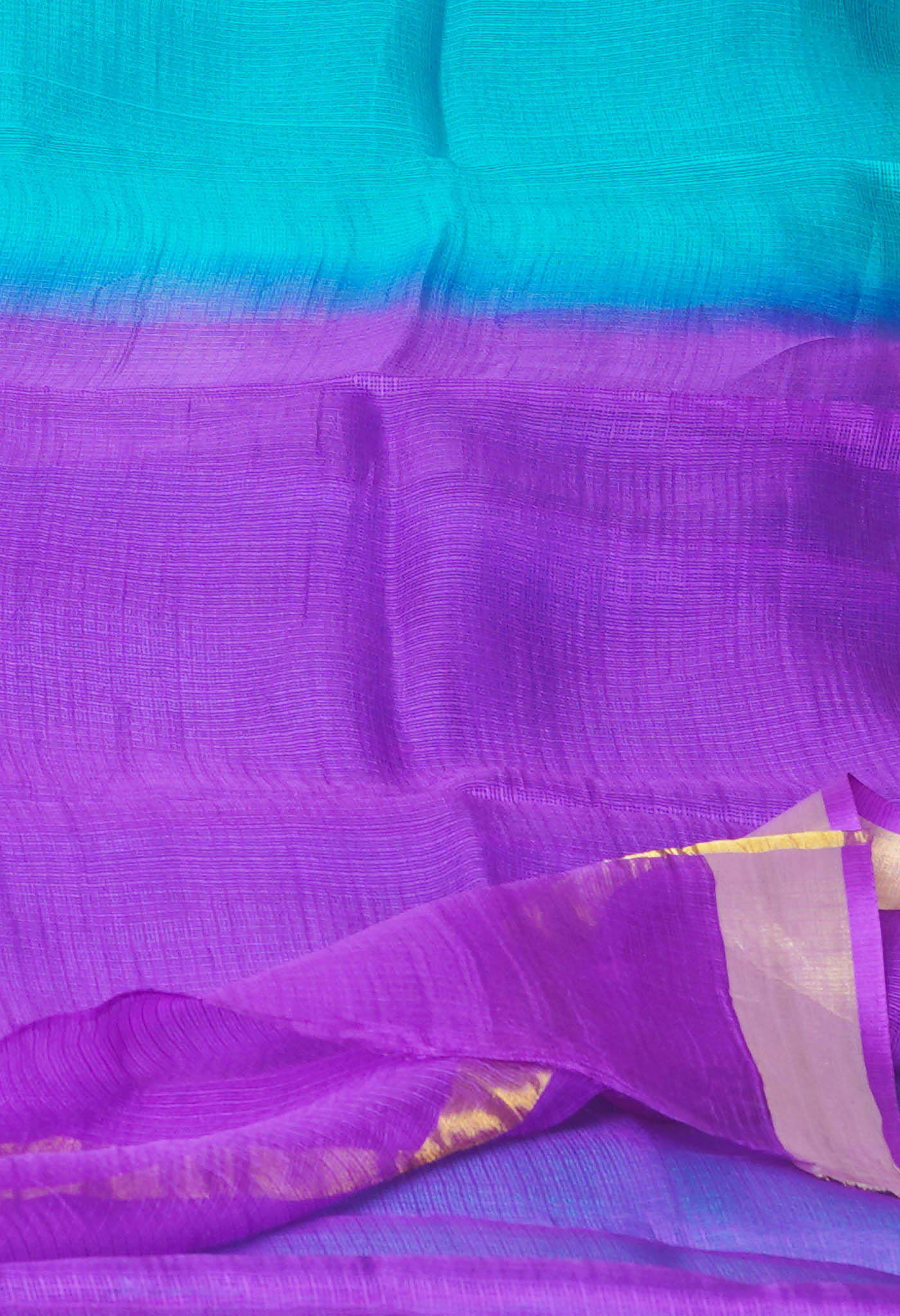 Blue-Violet Pure  Dyed Kota Silk Saree-UNM73906