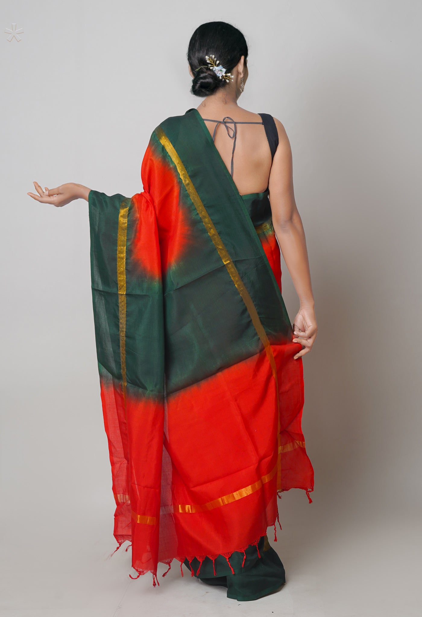 Red-Dark Green  Mangalagiri Soft Silk Saree-UNM73920