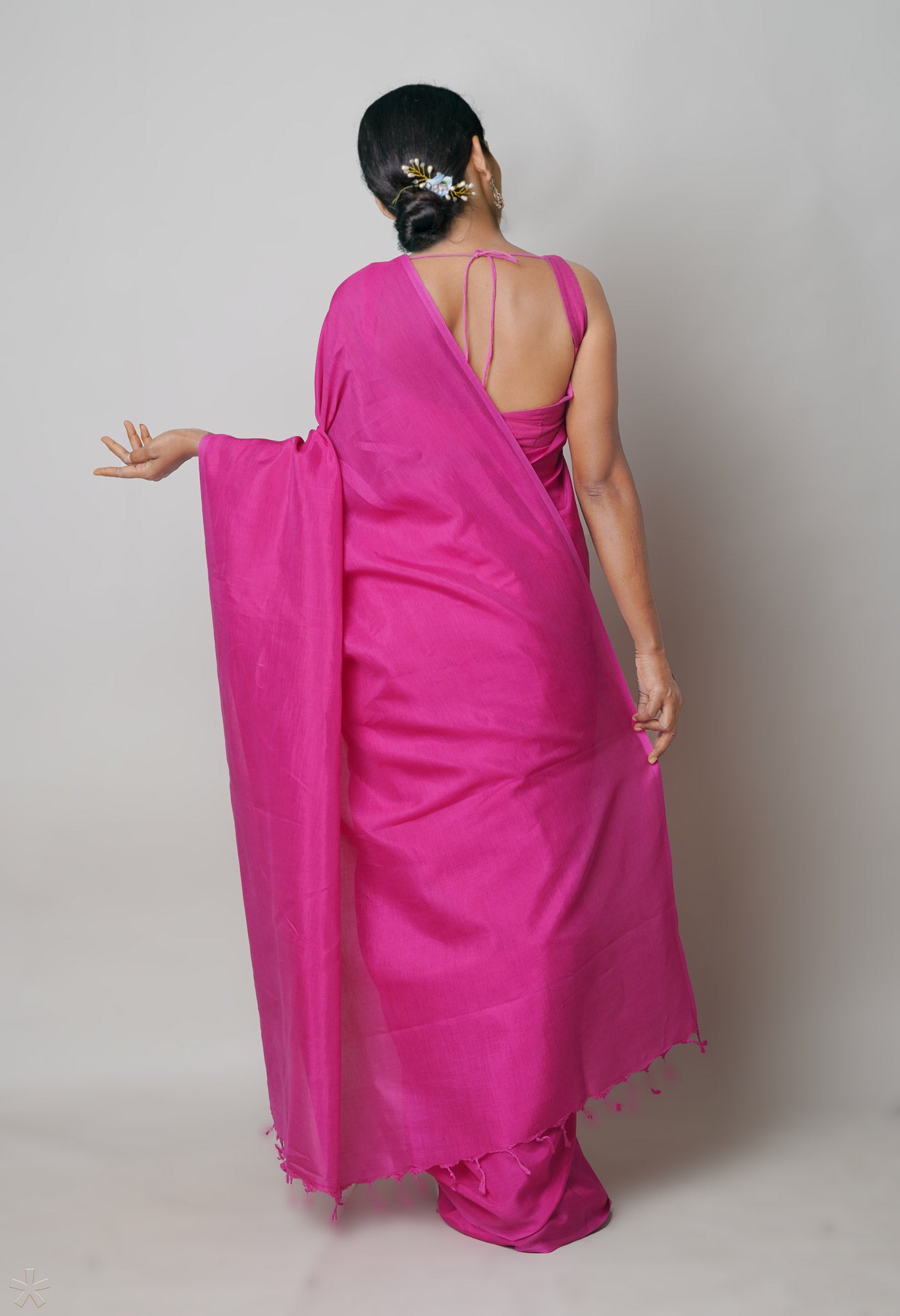 Pink  Plain Mangalagiri Soft Silk Saree-UNM73922