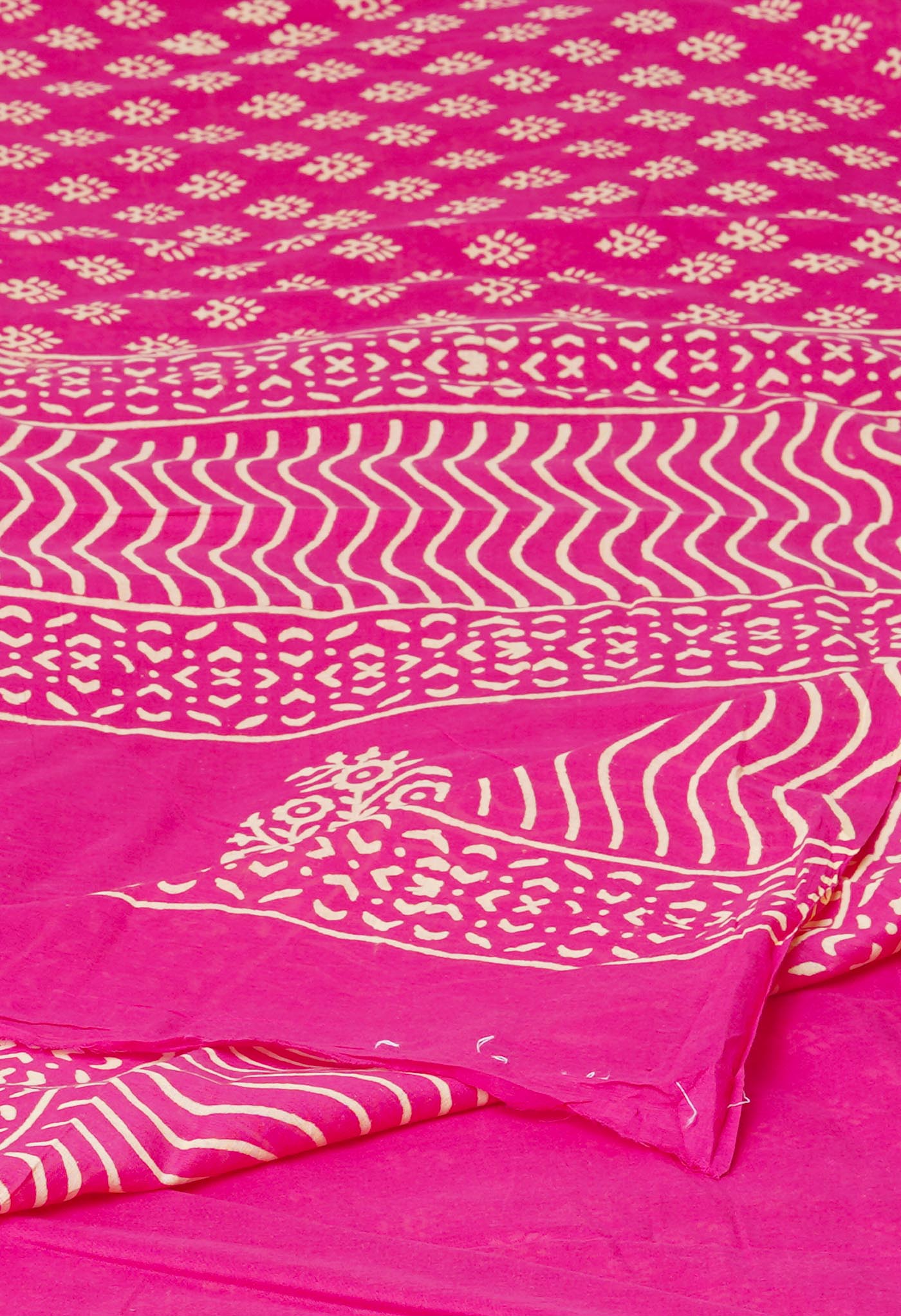 Pink Pure Hand Block Printed Soft Cotton Saree